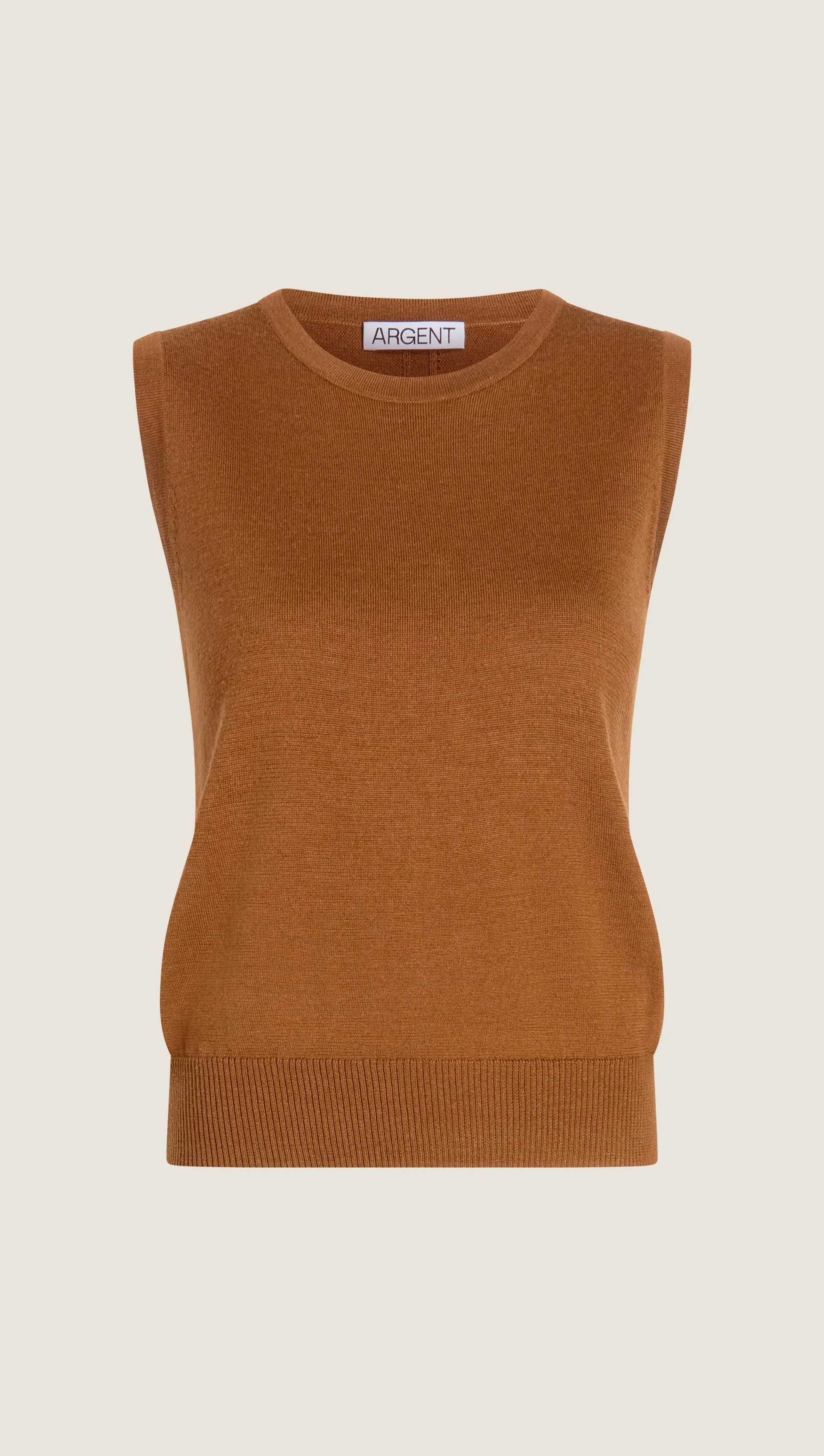 Fine Knit Sleeveless in Merino Silk | Brown - Image 6