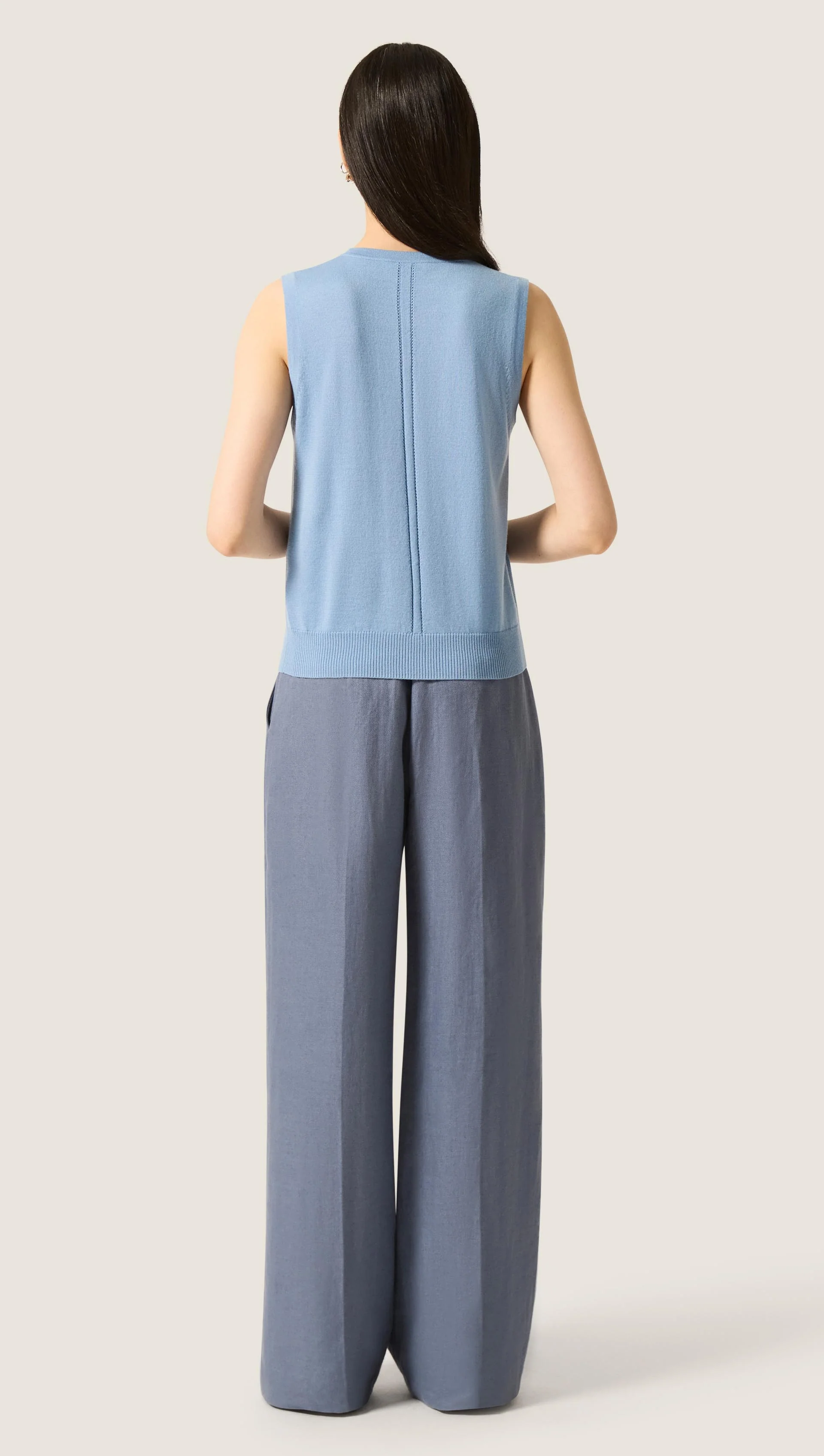 Fine Knit Sleeveless in Merino Silk | Light Blue - Image 3