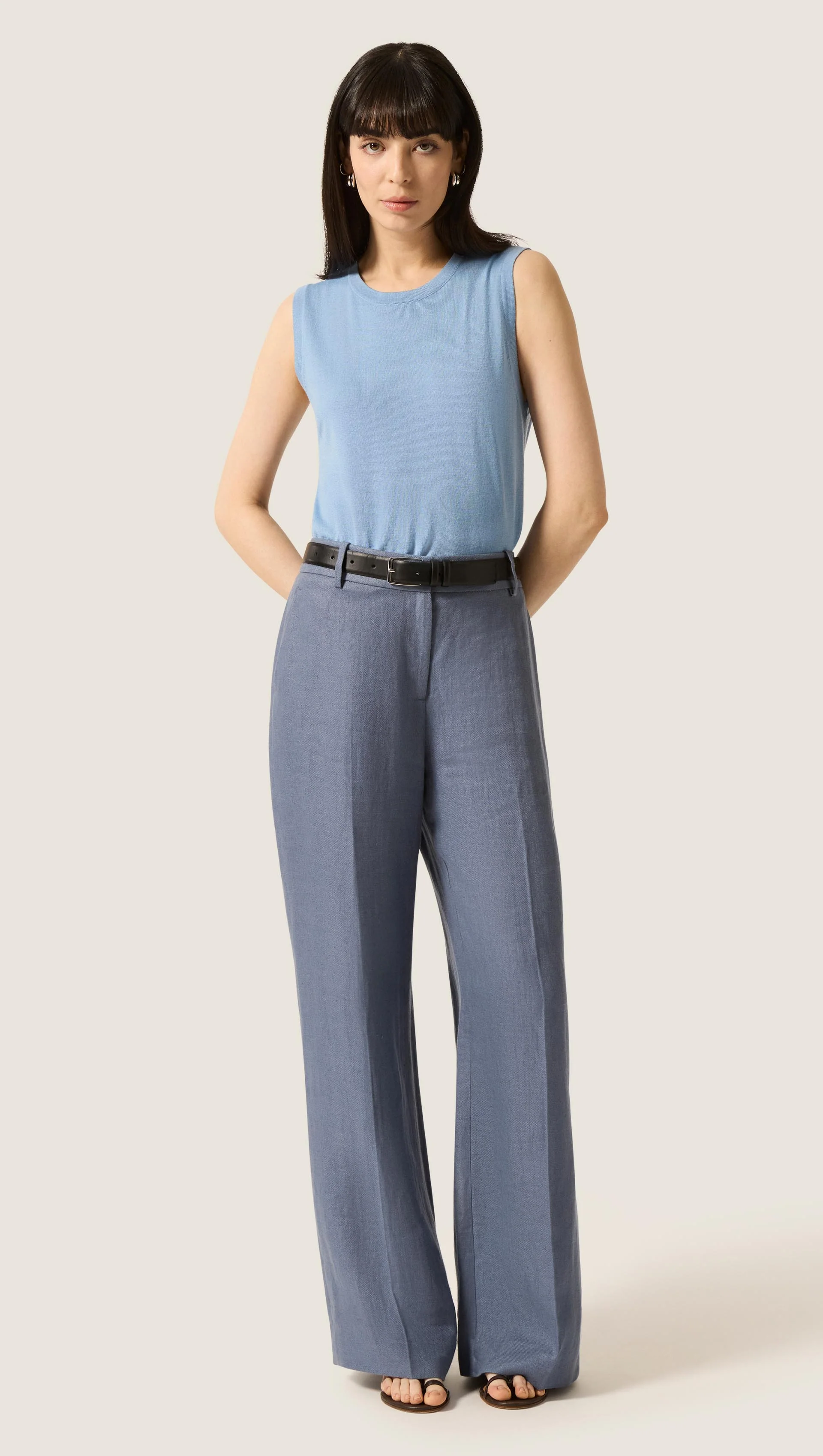 Fine Knit Sleeveless in Merino Silk | Light Blue - Image 5