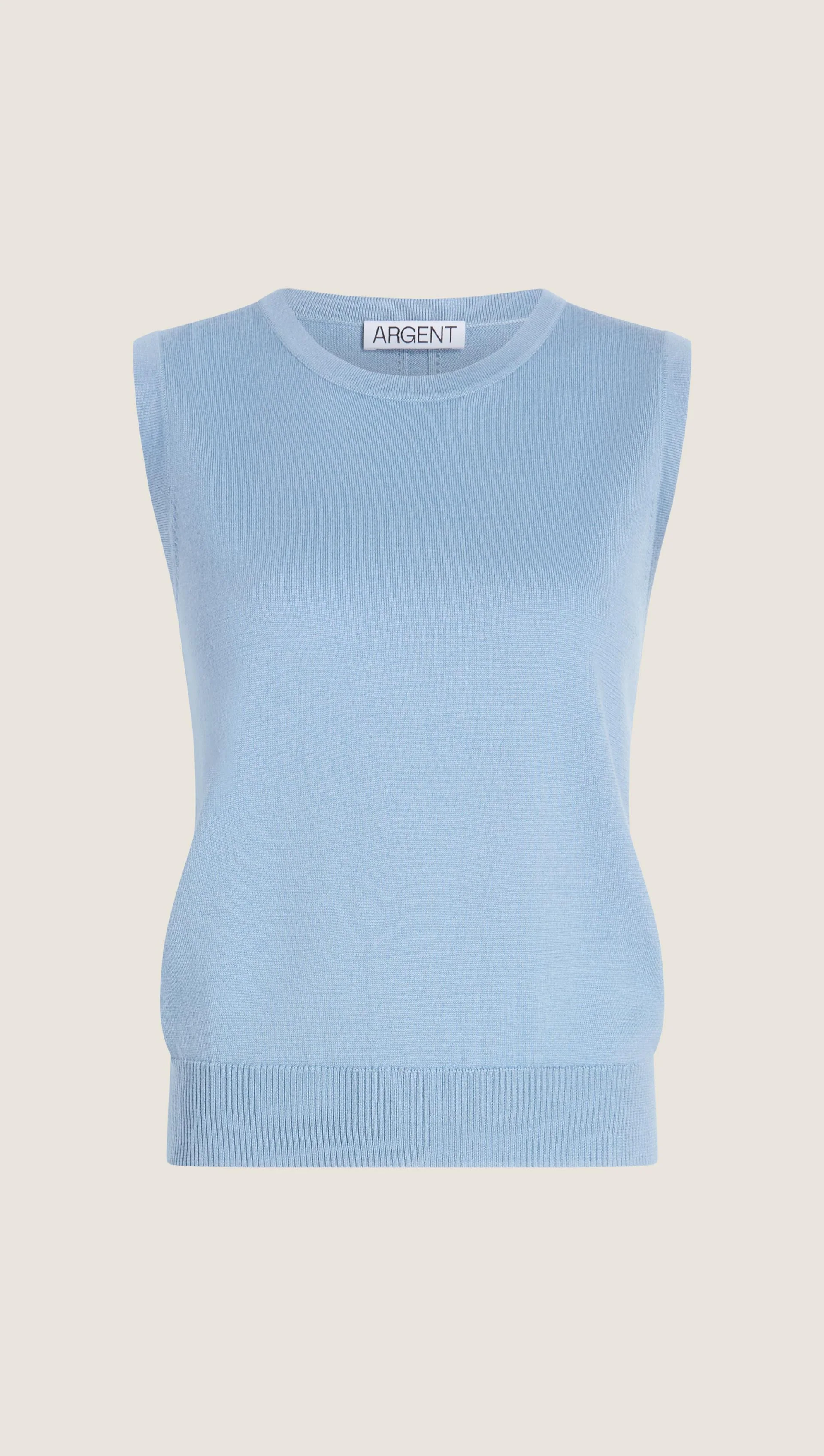 Fine Knit Sleeveless in Merino Silk | Light Blue - Image 6