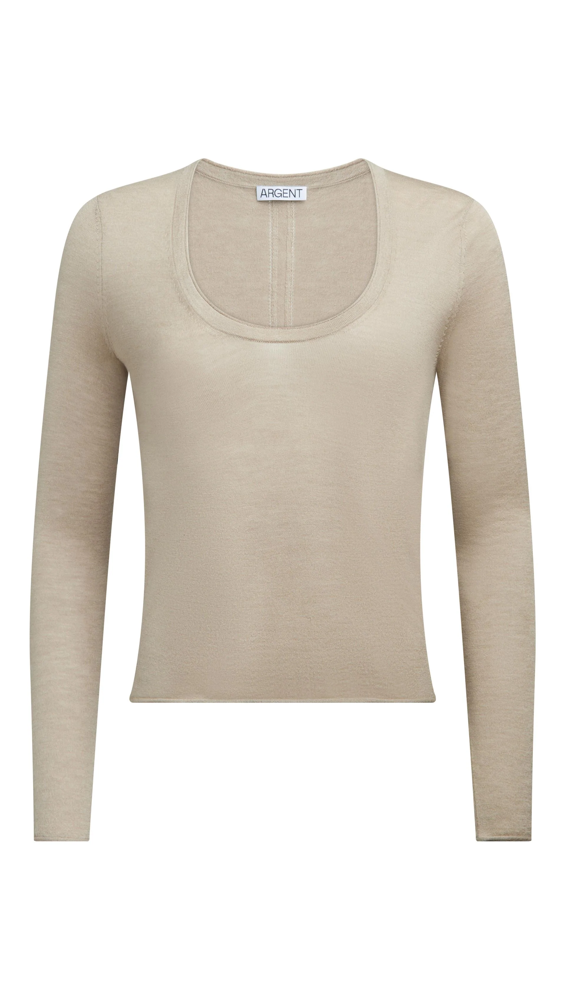 Fine Knit Longsleeve in Wool Silk | Beige - Image 6