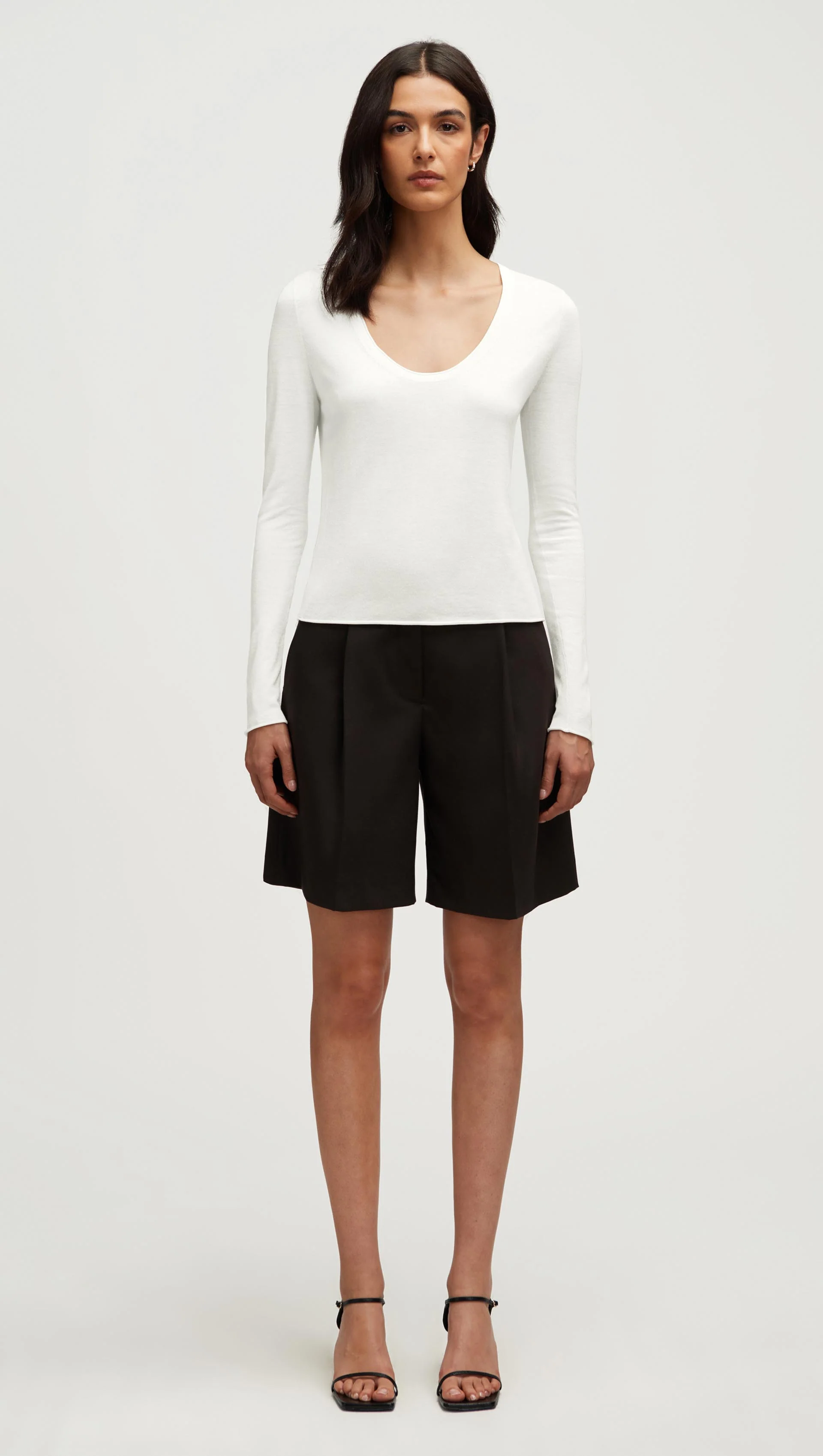 Fine Knit Longsleeve in Wool Silk | White - Image 3
