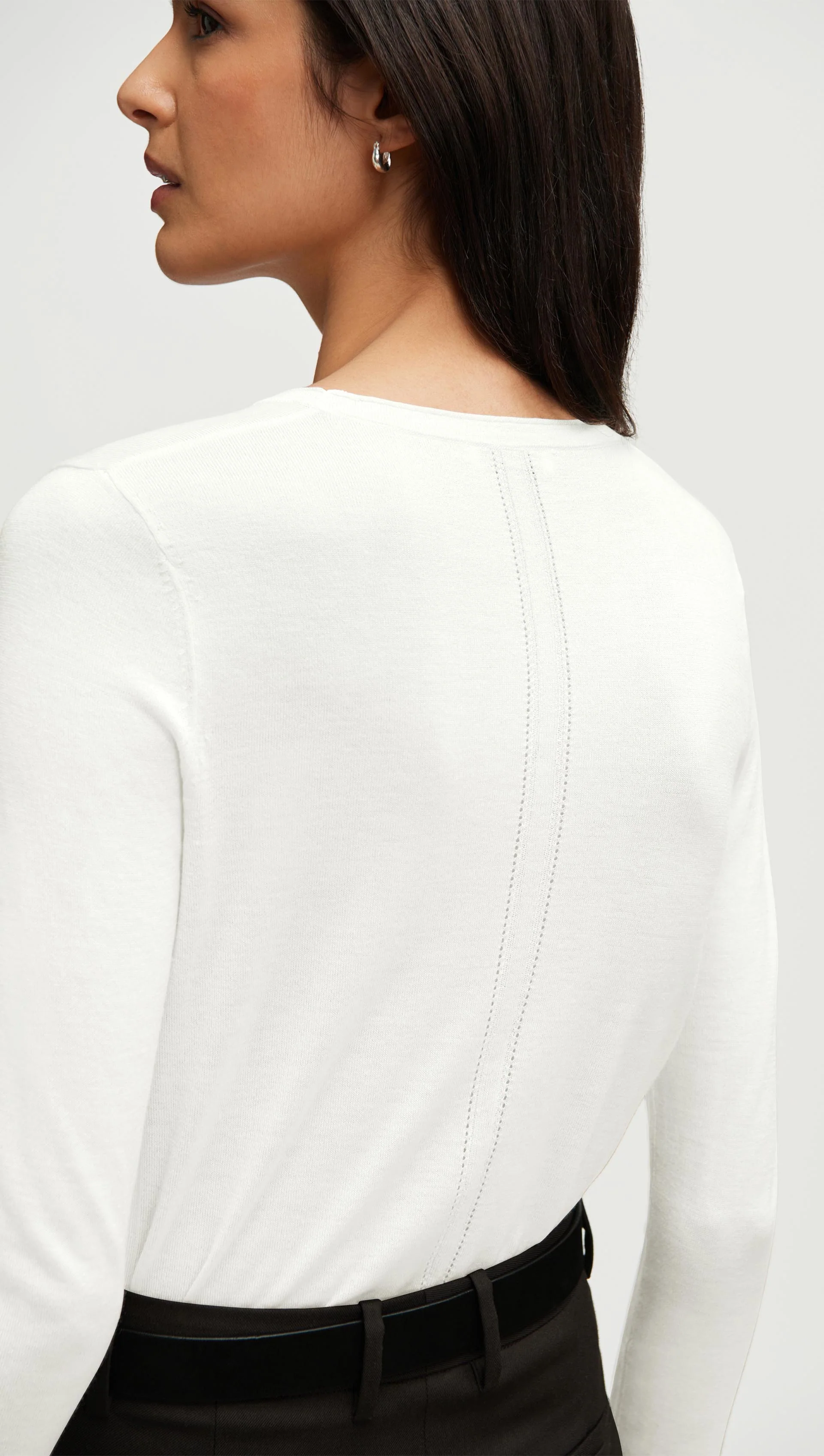 Fine Knit Longsleeve in Wool Silk | White - Image 7