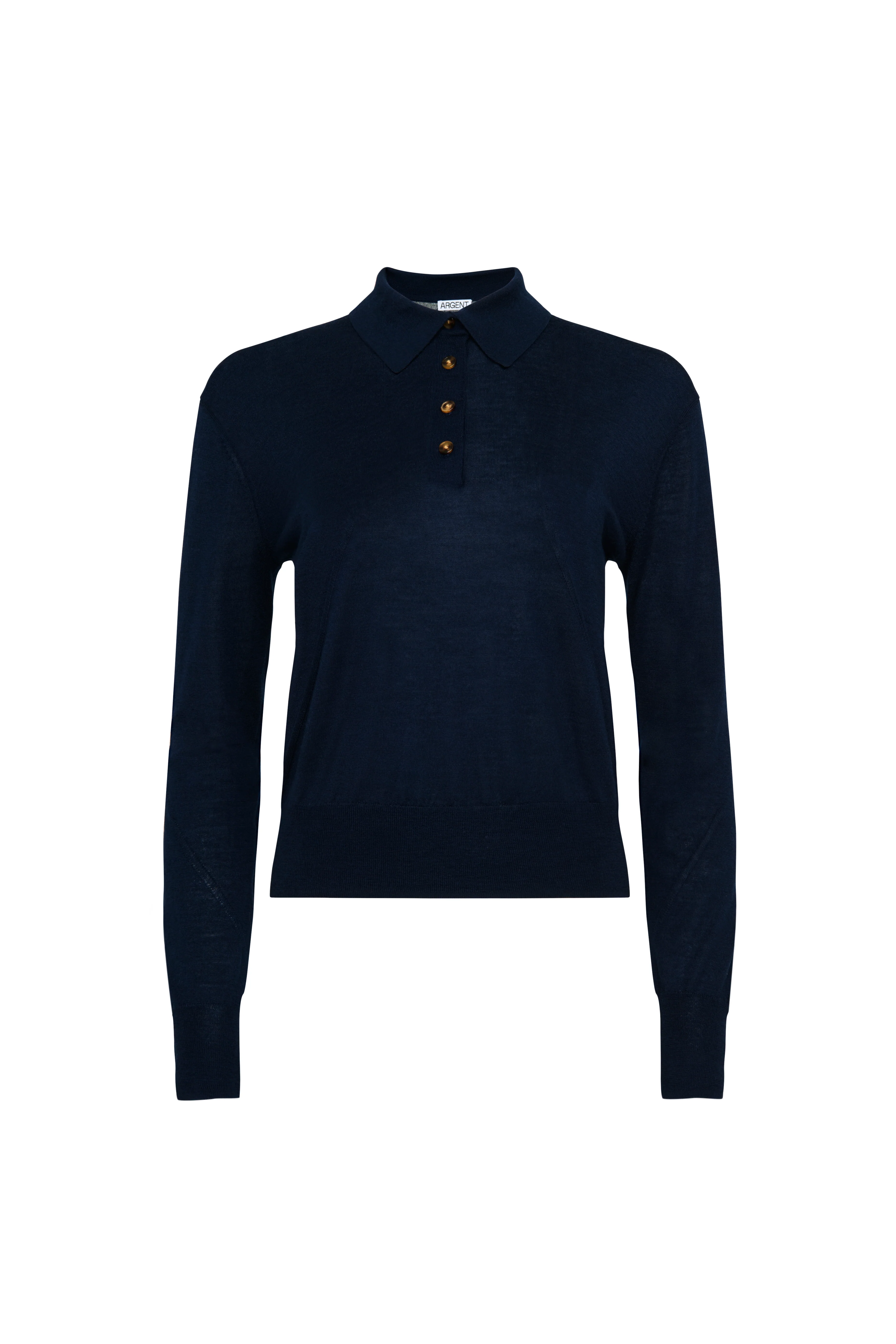 Fine Knit Polo in Merino Silk | Navy - Image 6