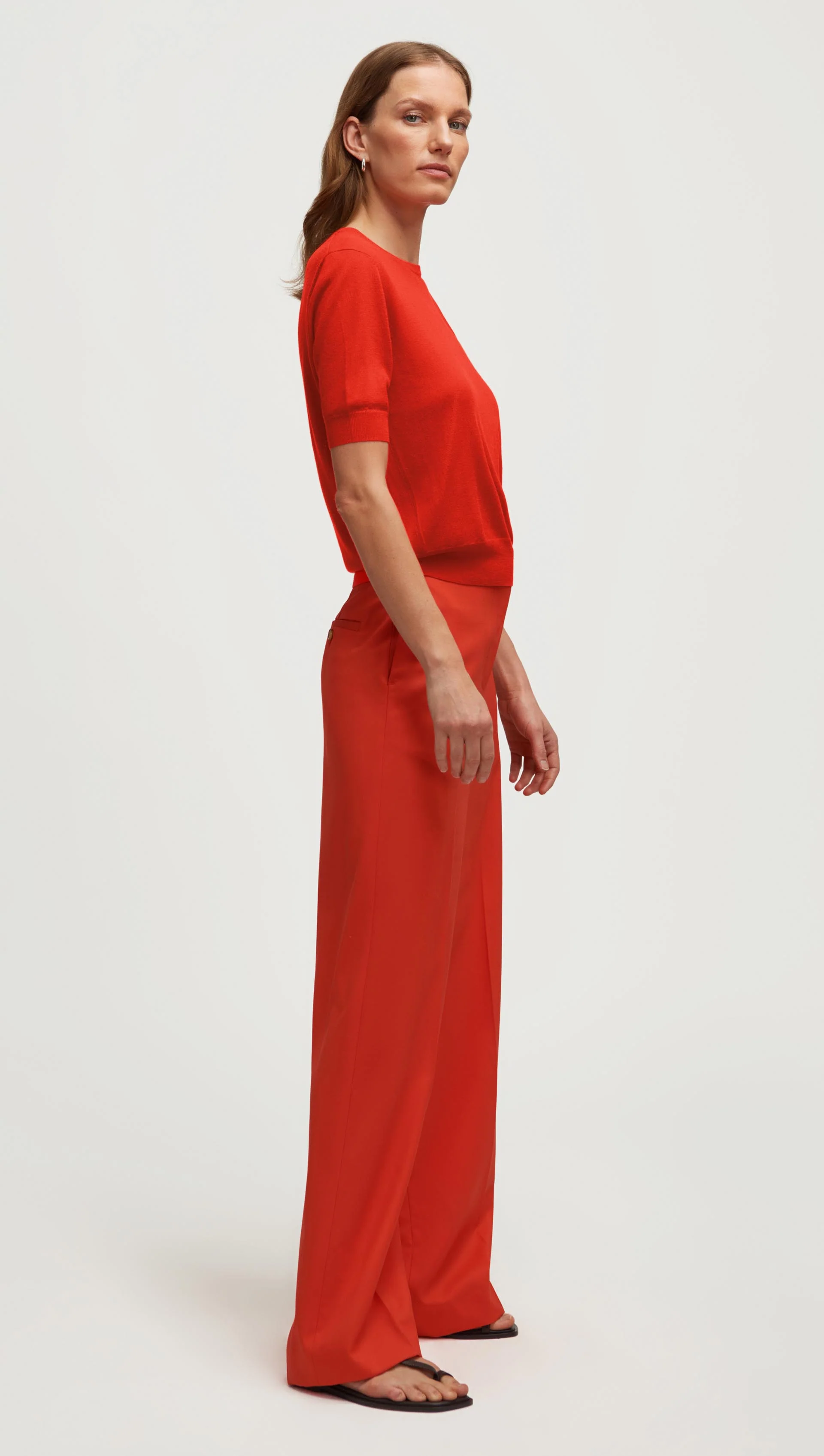 Fine Knit Shortsleeve in Wool Silk | Tomato - Image 3