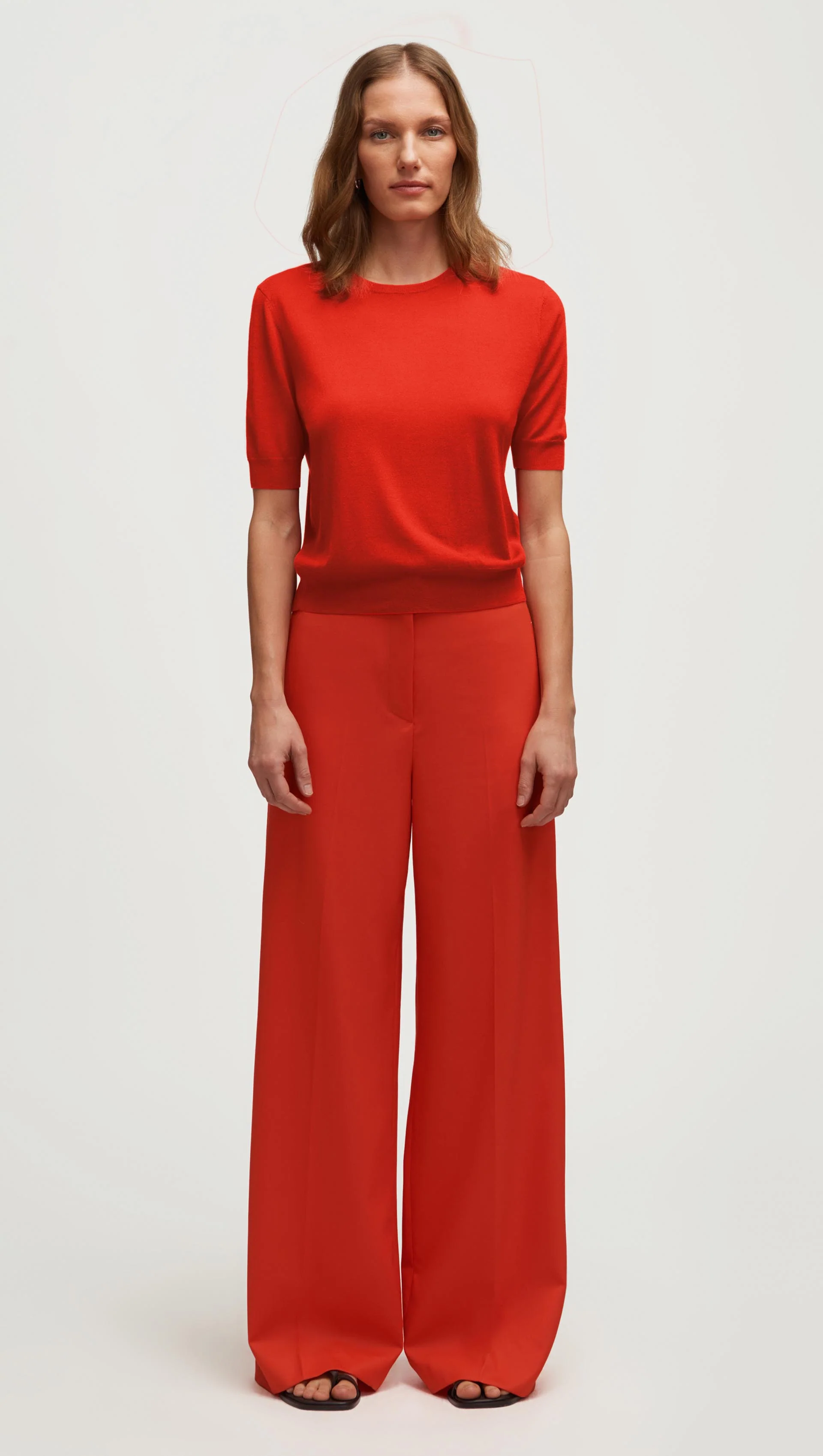 Fine Knit Shortsleeve in Wool Silk | Tomato - Image 4