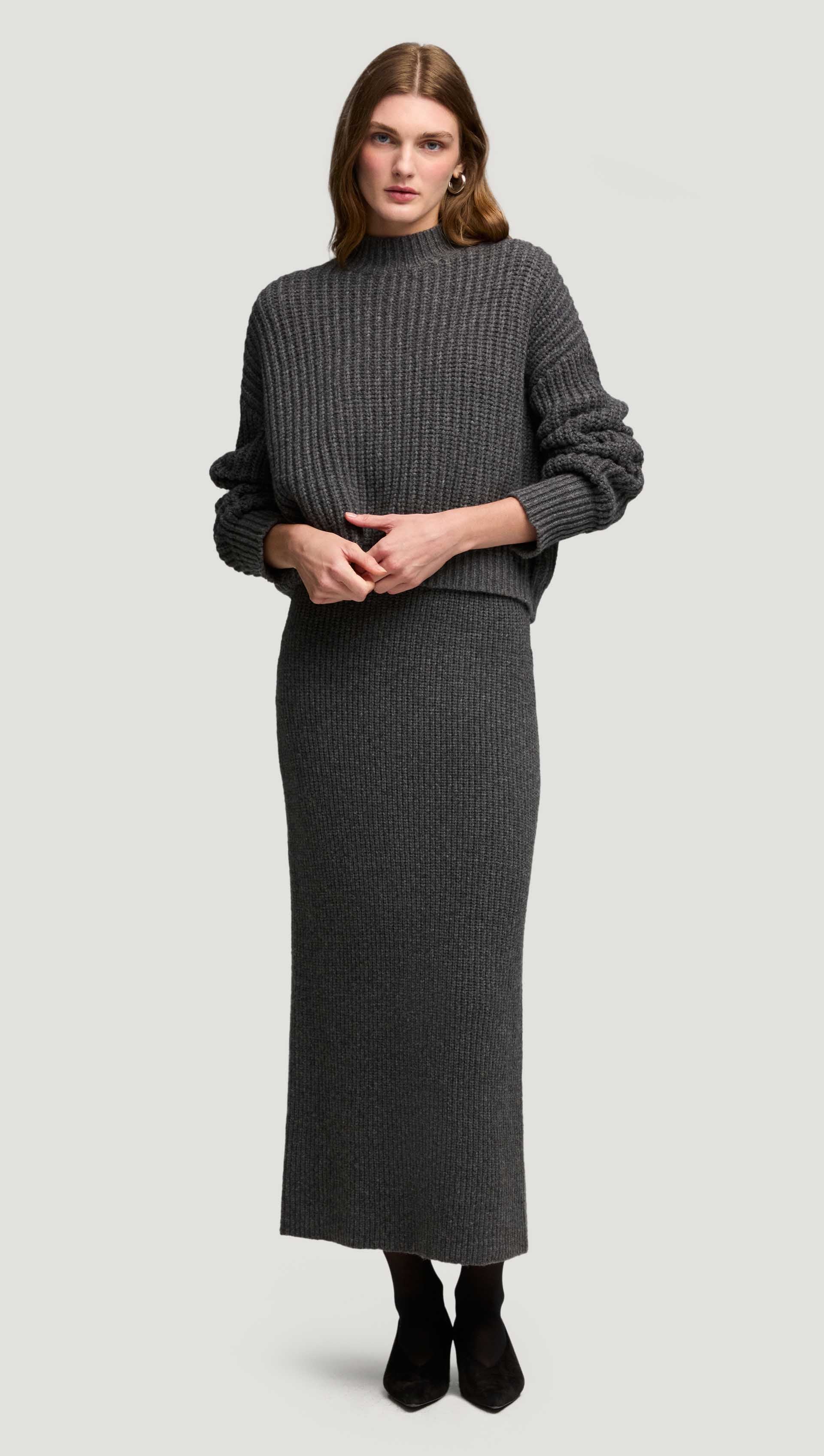 Fisherman Sweater in Wool Nylon | Grey - Image 3