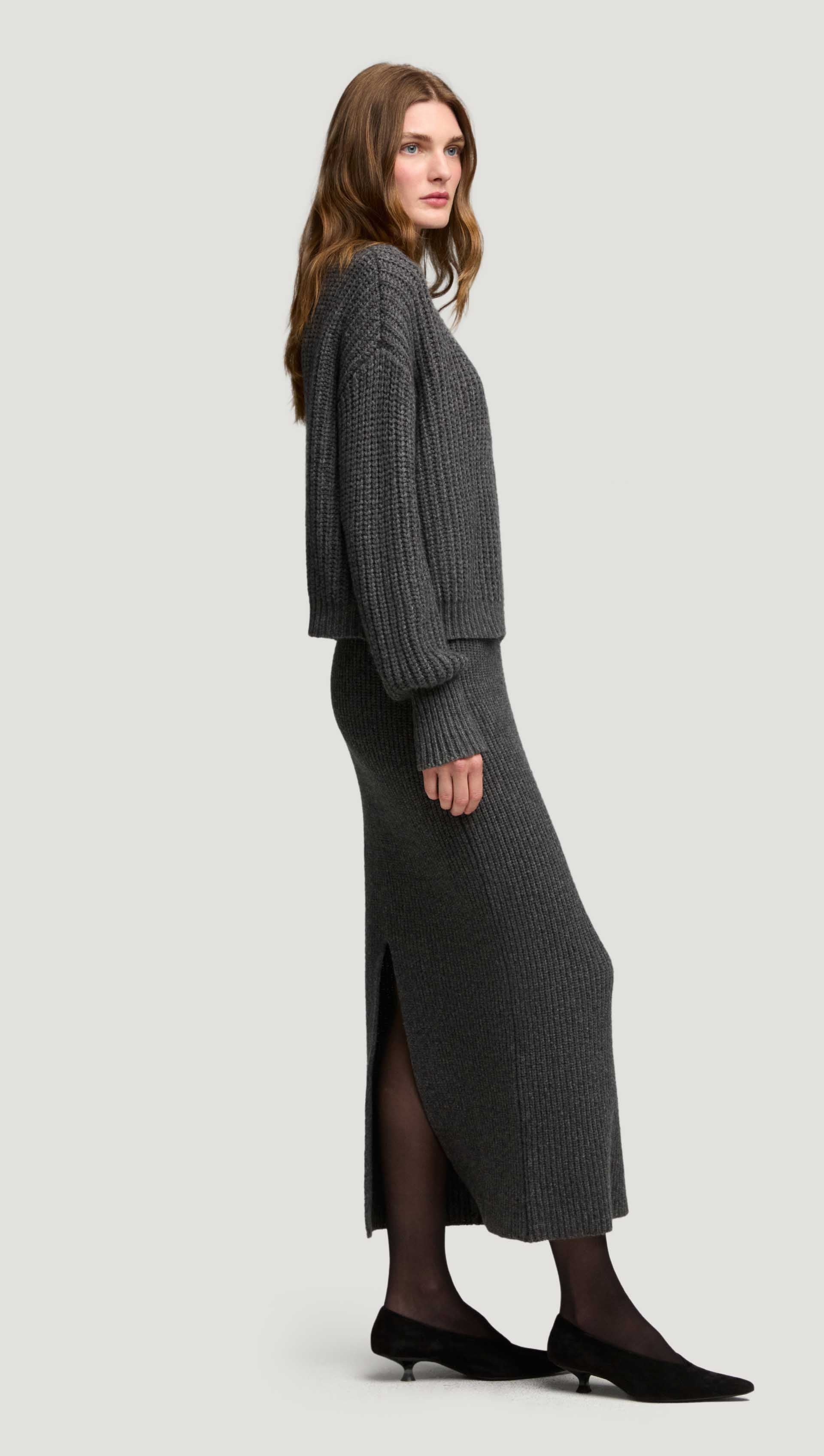 Fisherman Sweater in Wool Nylon | Grey - Image 4