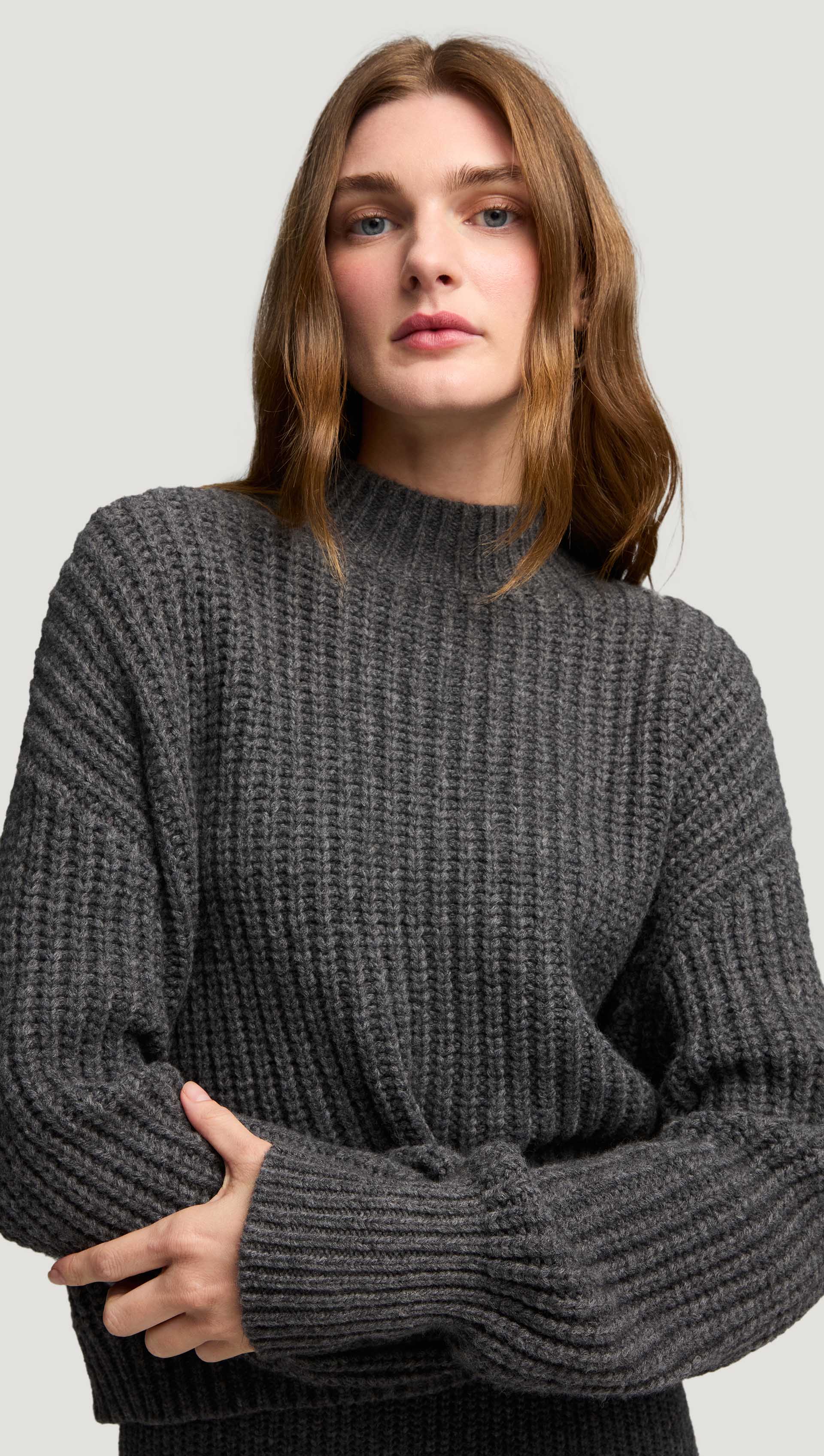 Fisherman Sweater in Wool Nylon | Grey - Image 7