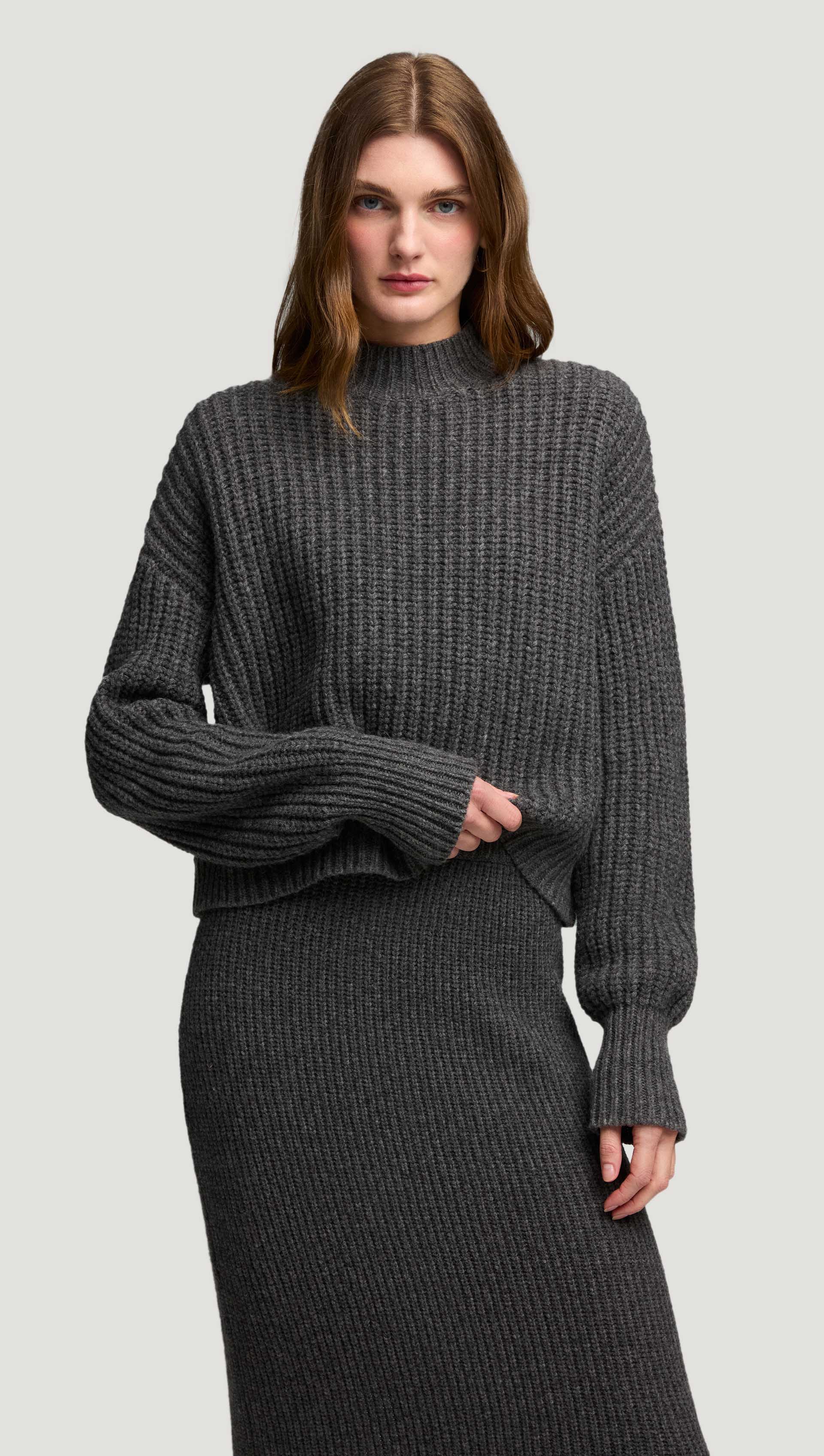 Fisherman Sweater in Wool Nylon | Grey - Image 8