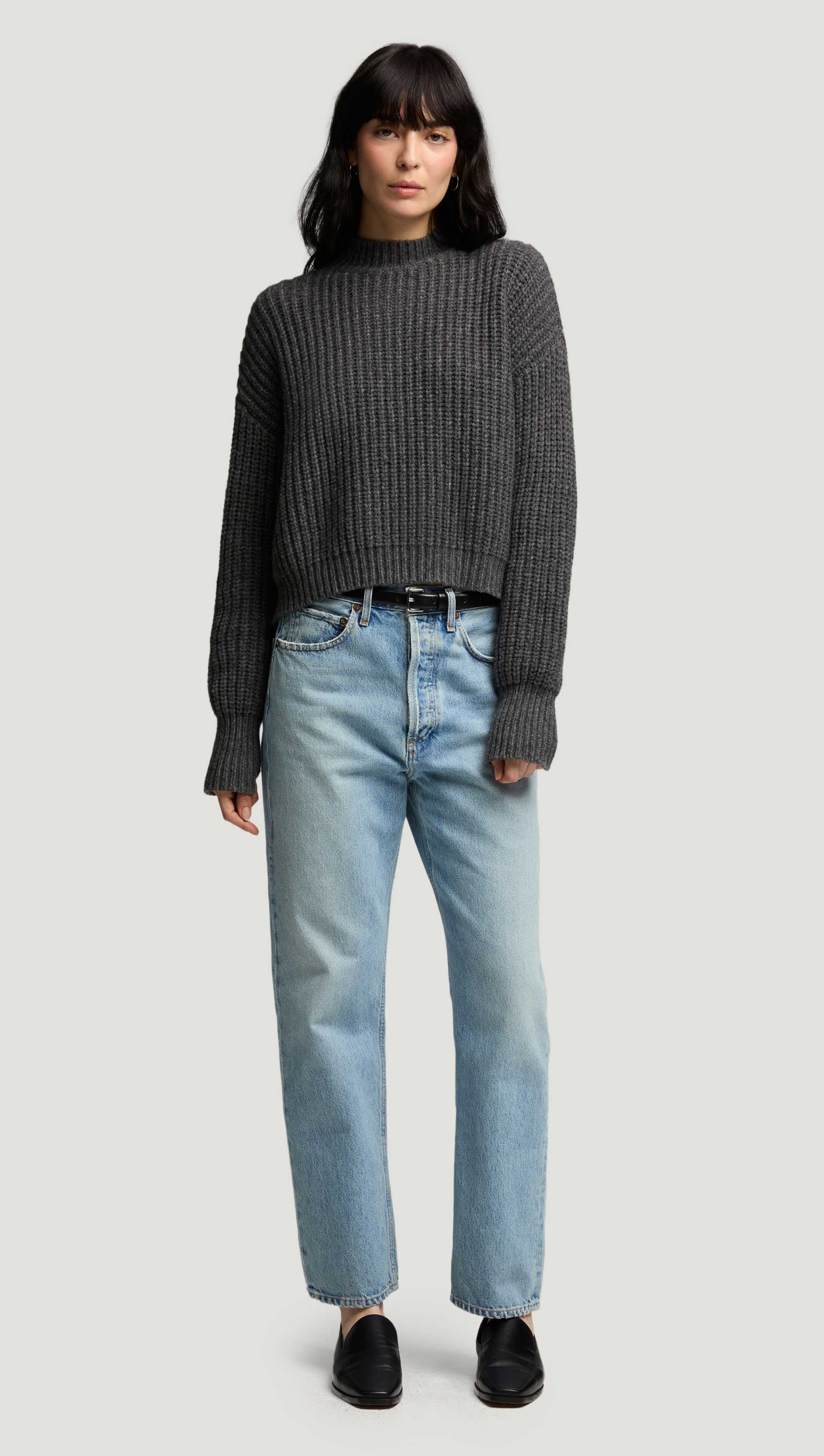 Fisherman Sweater in Wool Nylon | Grey - Image 9