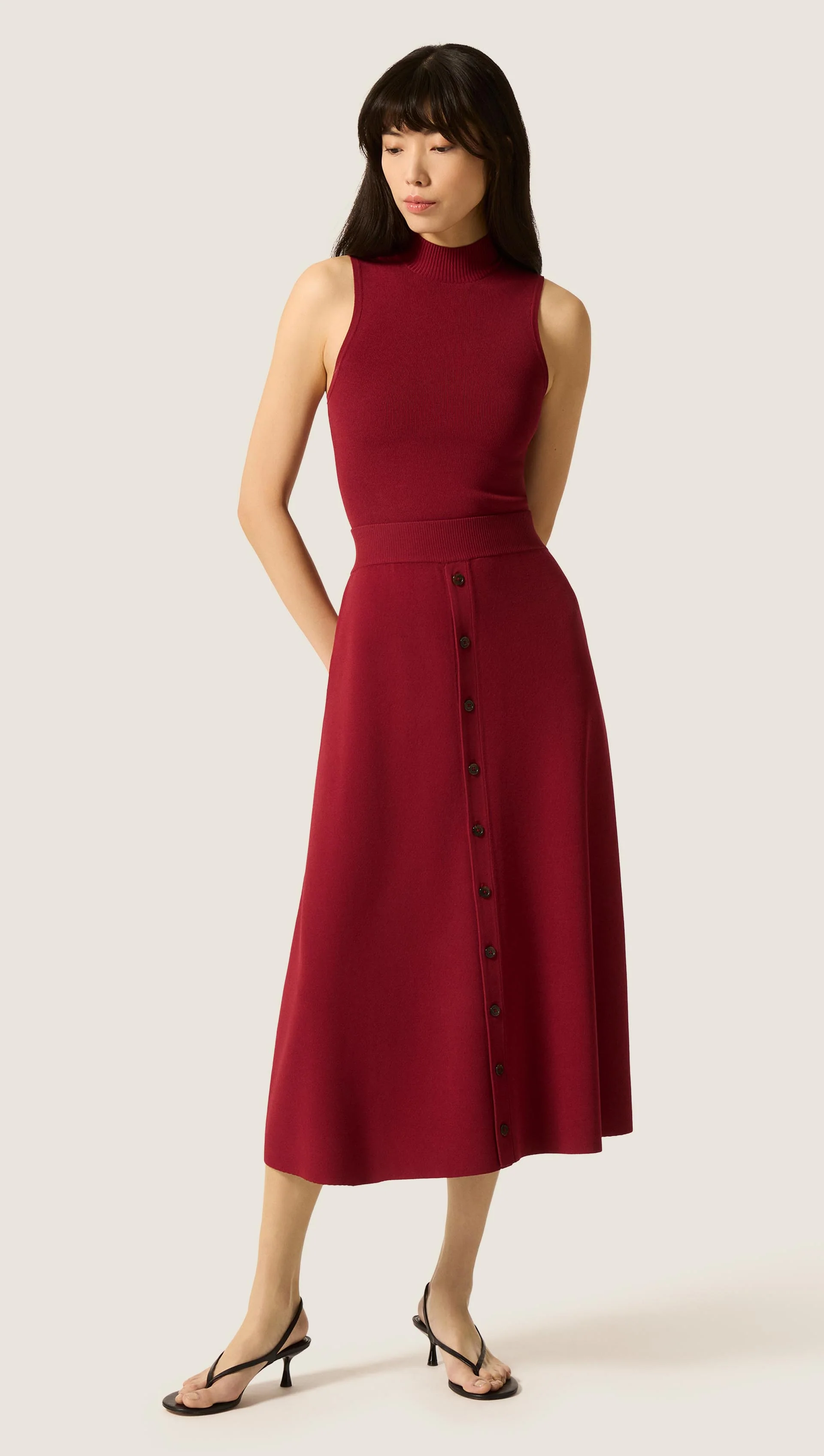 Fulton Skirt in Viscose | Maroon - Image 2