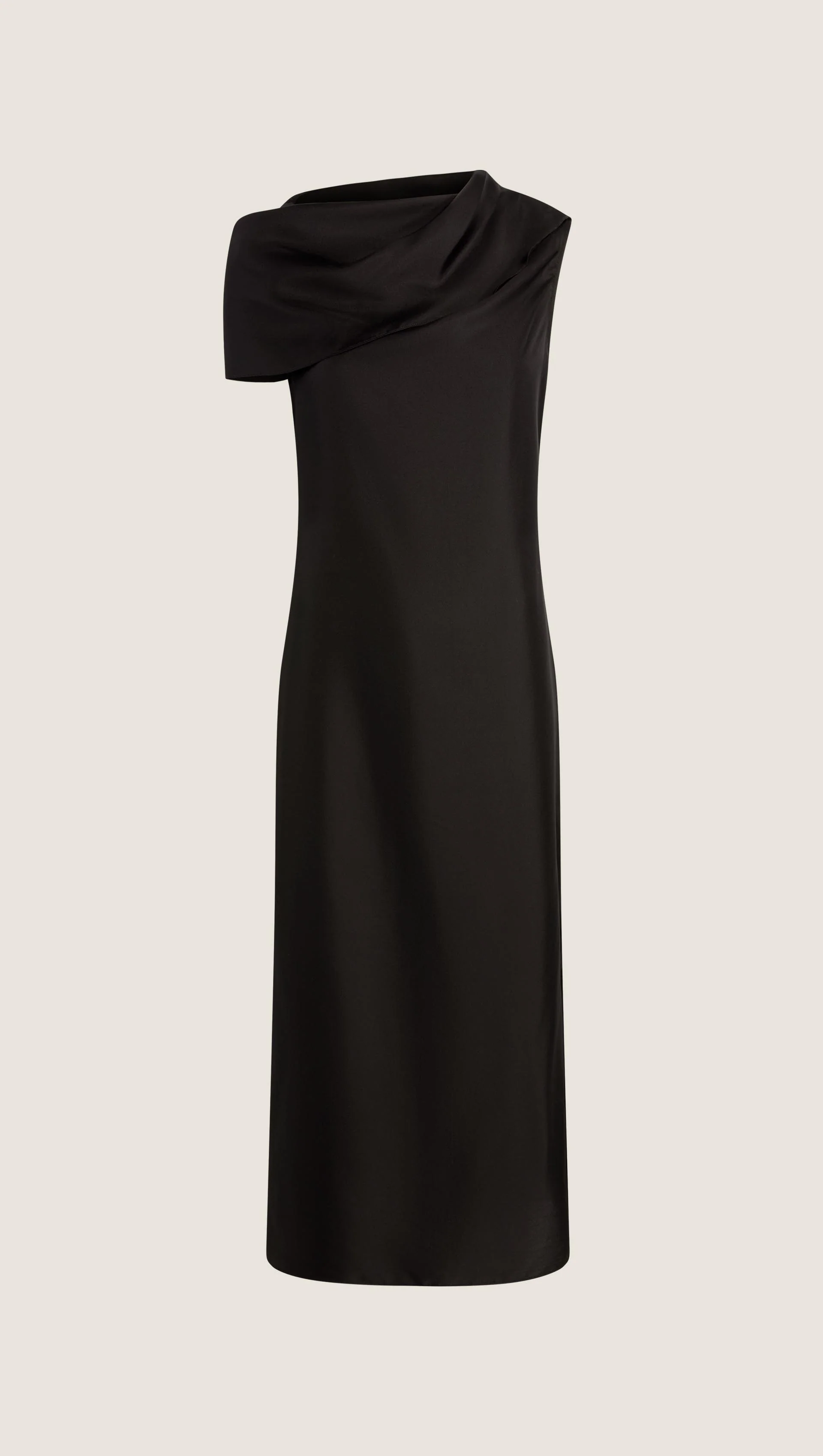 Funnel Neck Dress in Silk Twill | Black - Image 7