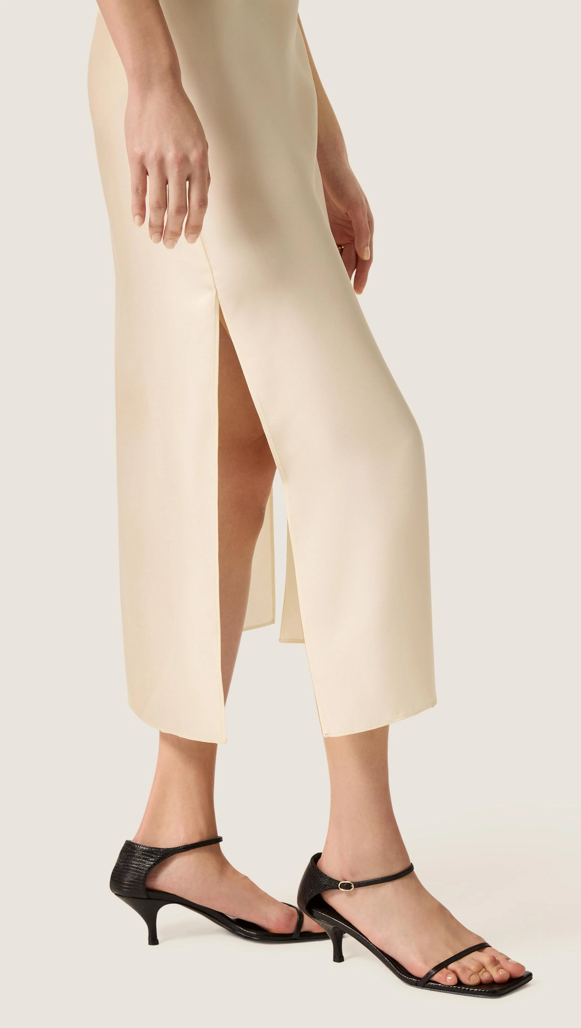 Funnel Neck Dress in Silk Twill | Ivory - Image 7