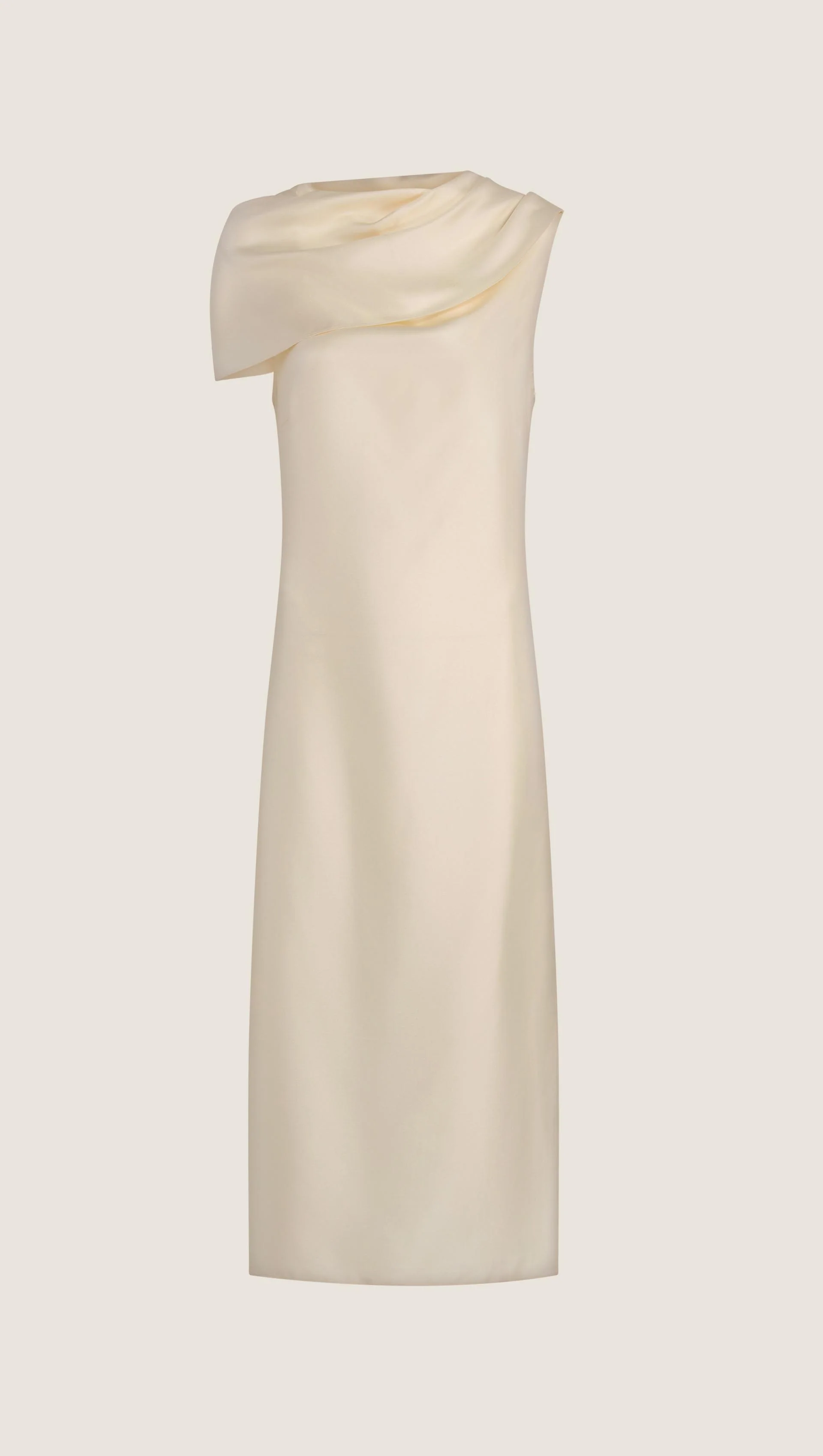 Funnel Neck Dress in Silk Twill | Ivory - Image 8