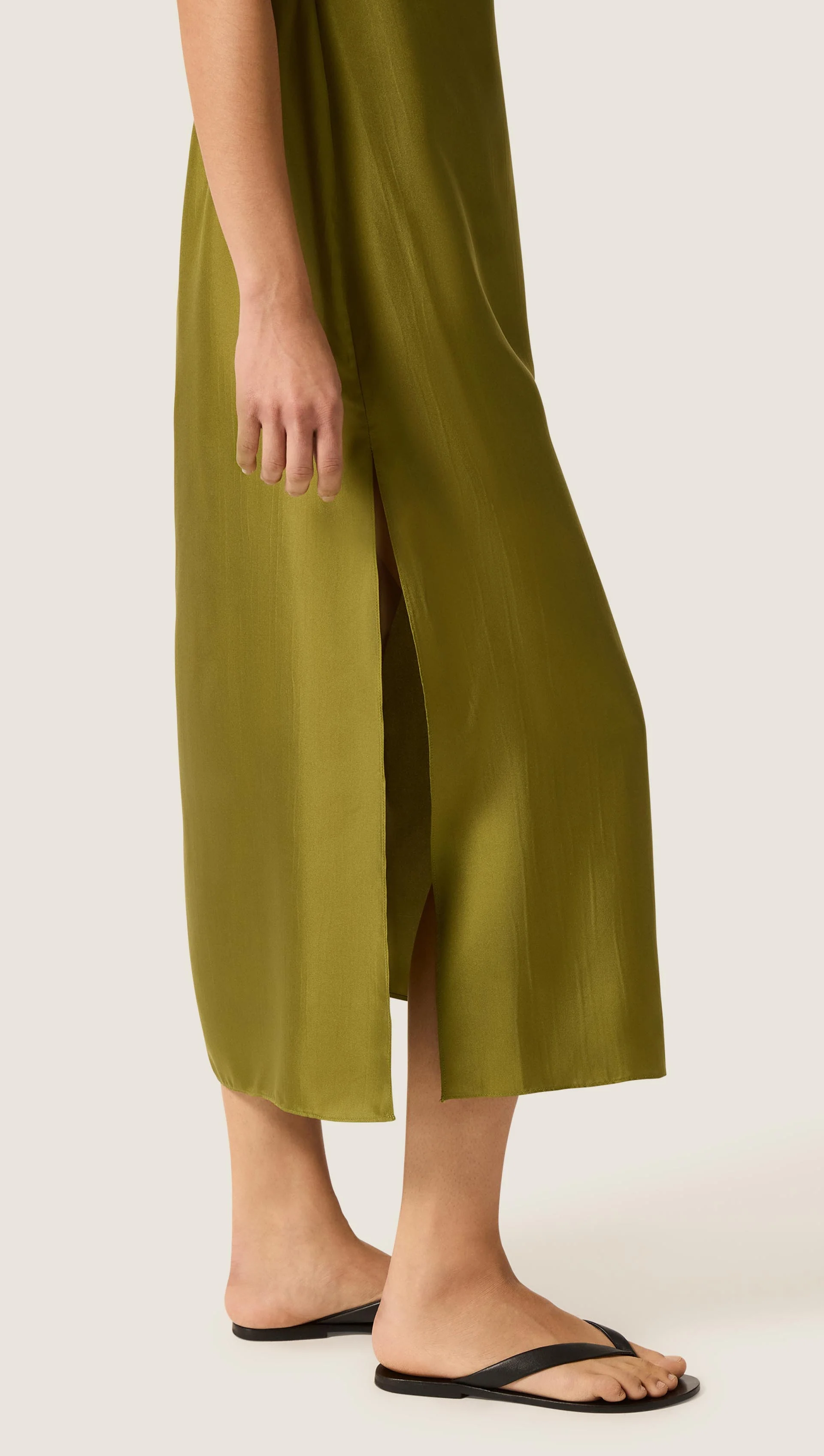 Funnel Neck Dress in Silk Twill | Pickle - Image 6