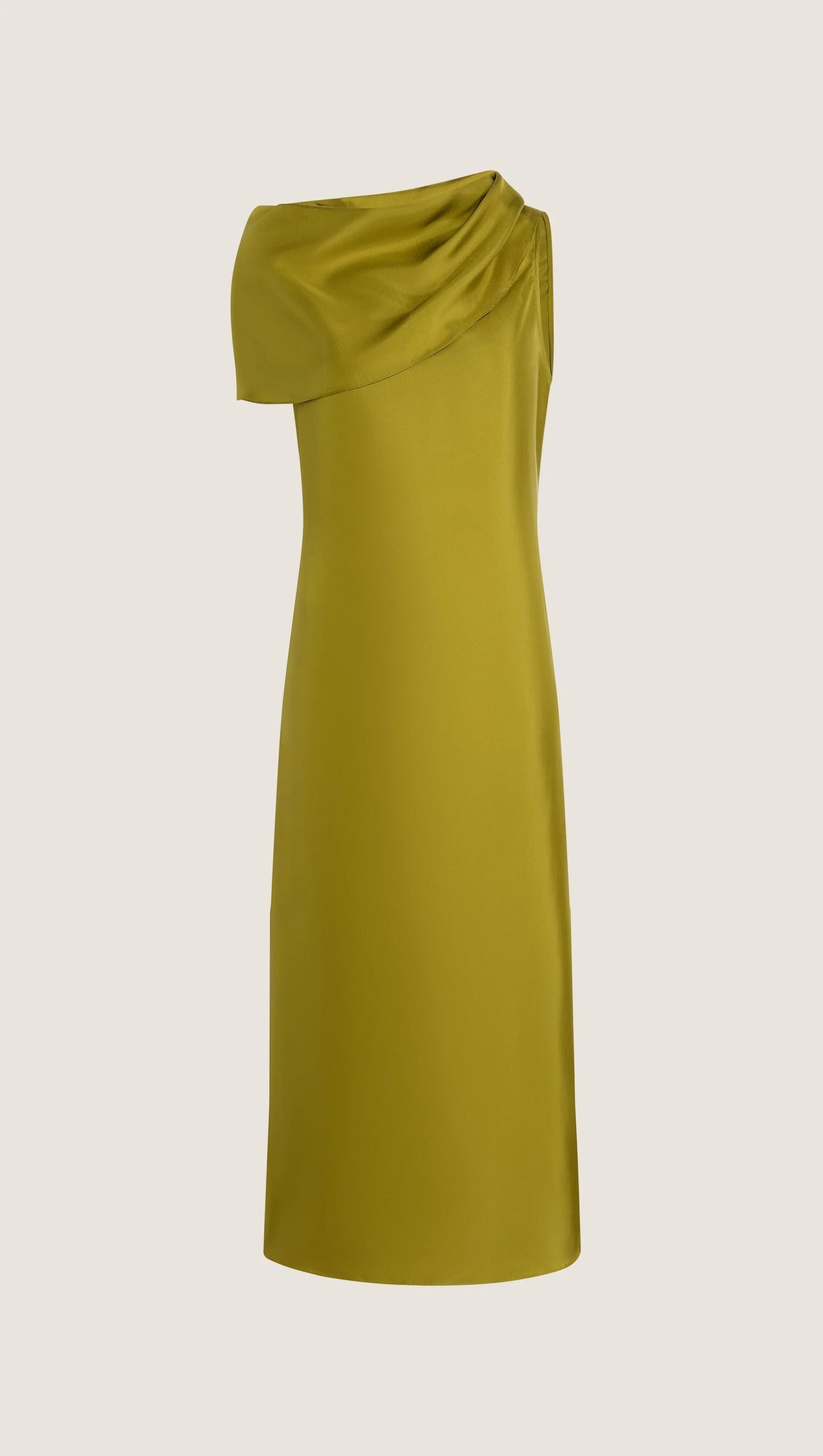 Funnel Neck Dress in Silk Twill | Pickle - Image 9