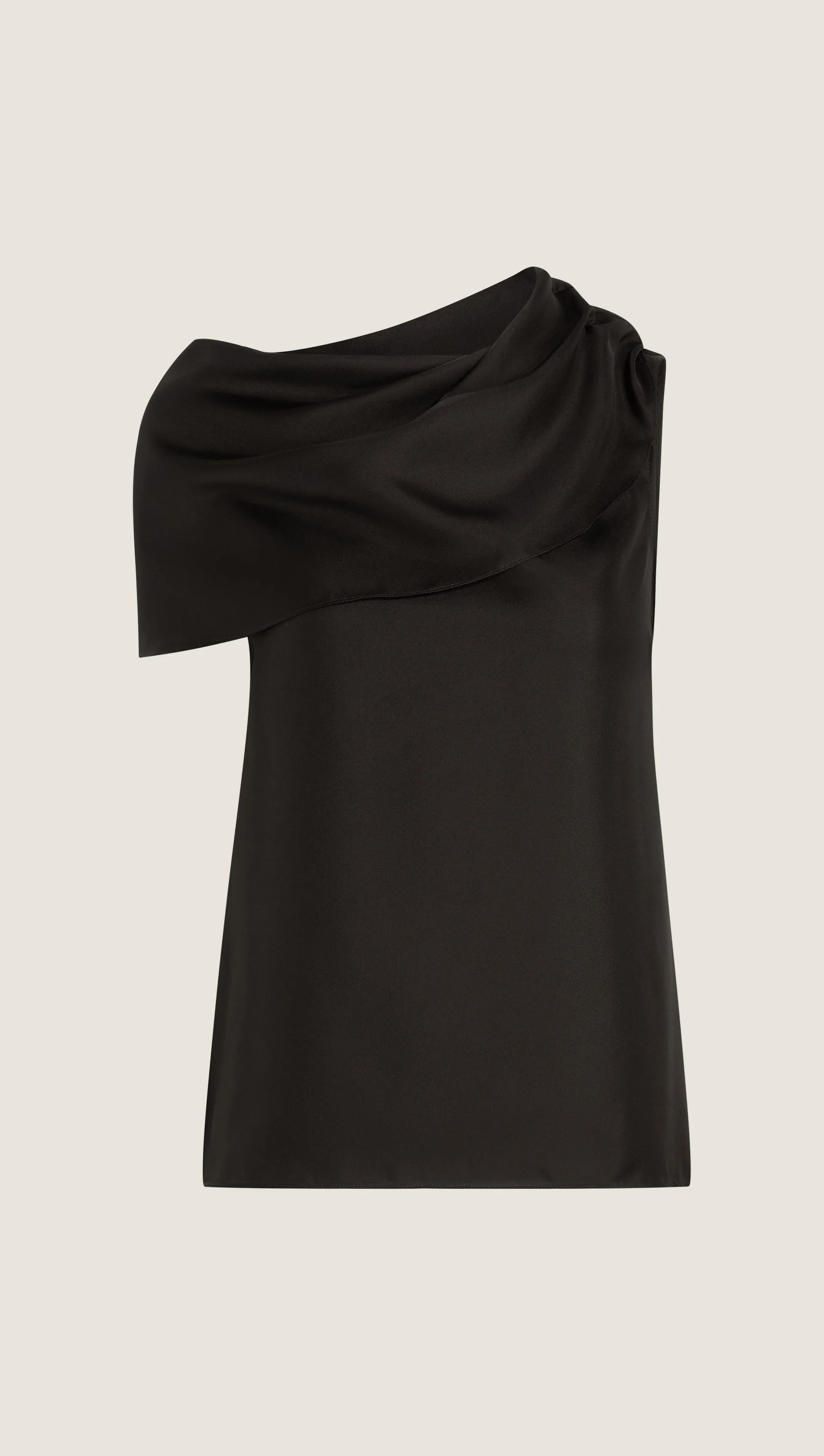 Funnel Neck Top in Silk Twill | Black - Image 7