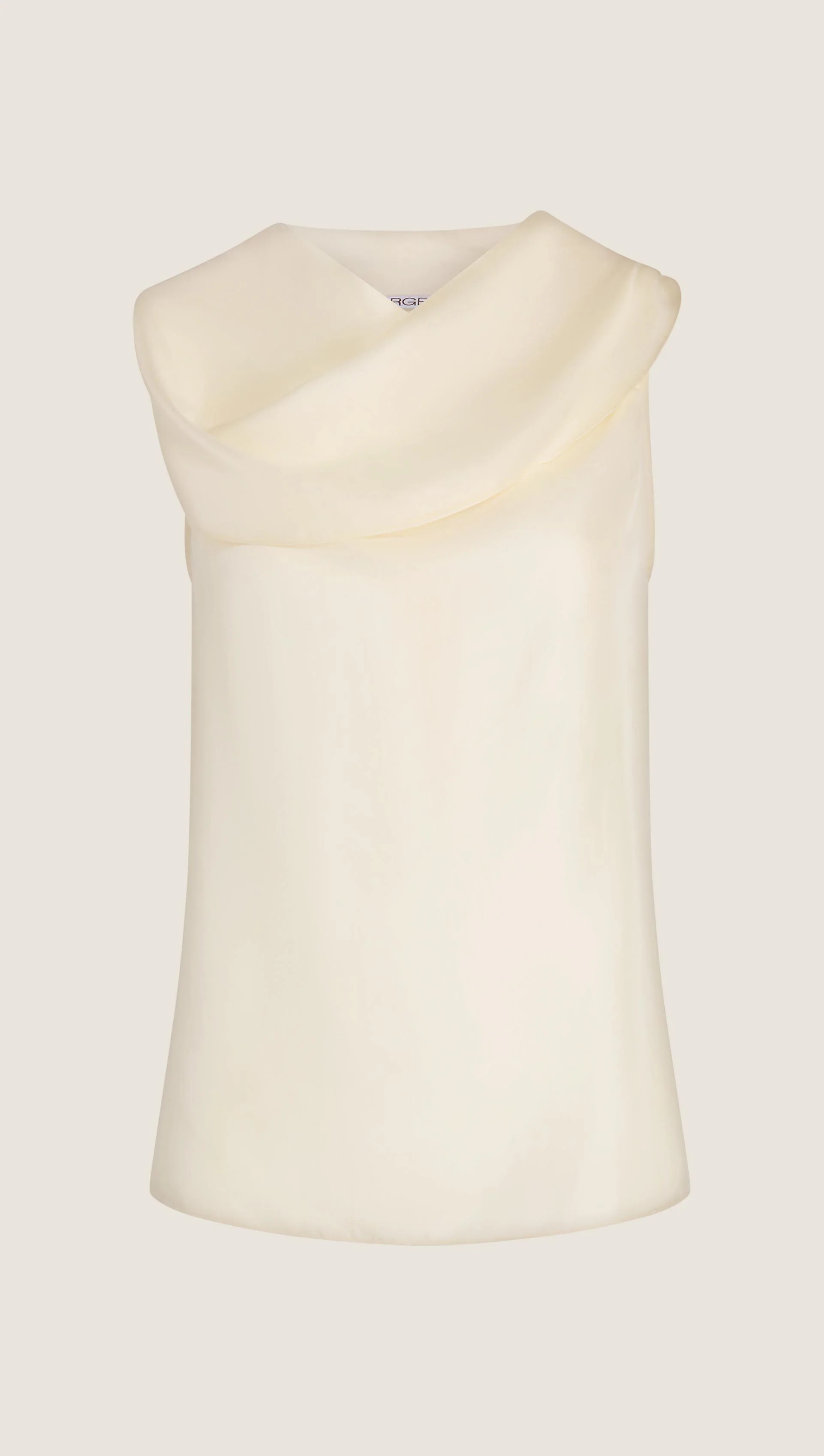 Funnel Neck Top in Silk Twill | Ivory - Image 7