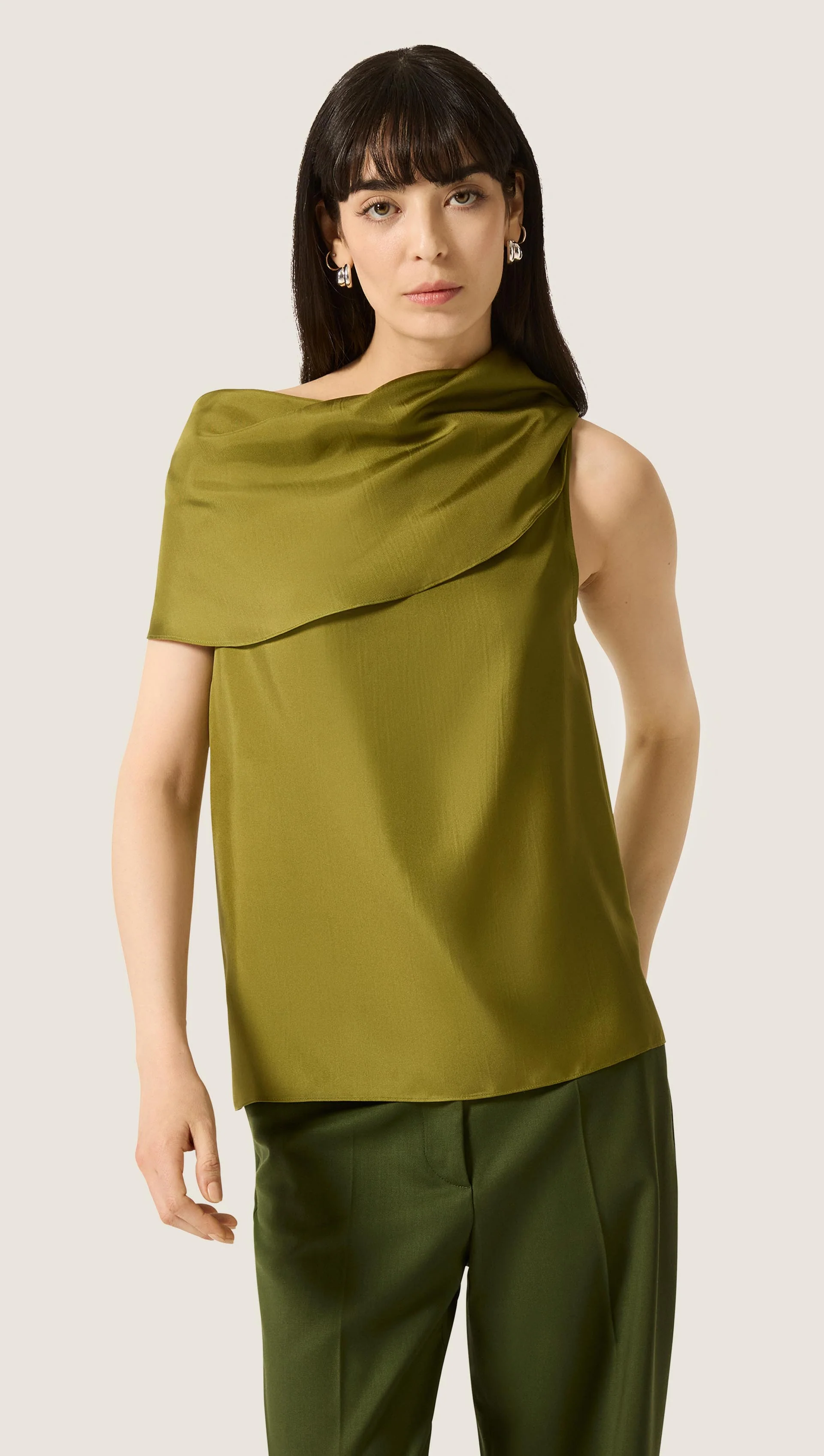 Colorway Funnel Neck Top in Silk Twill