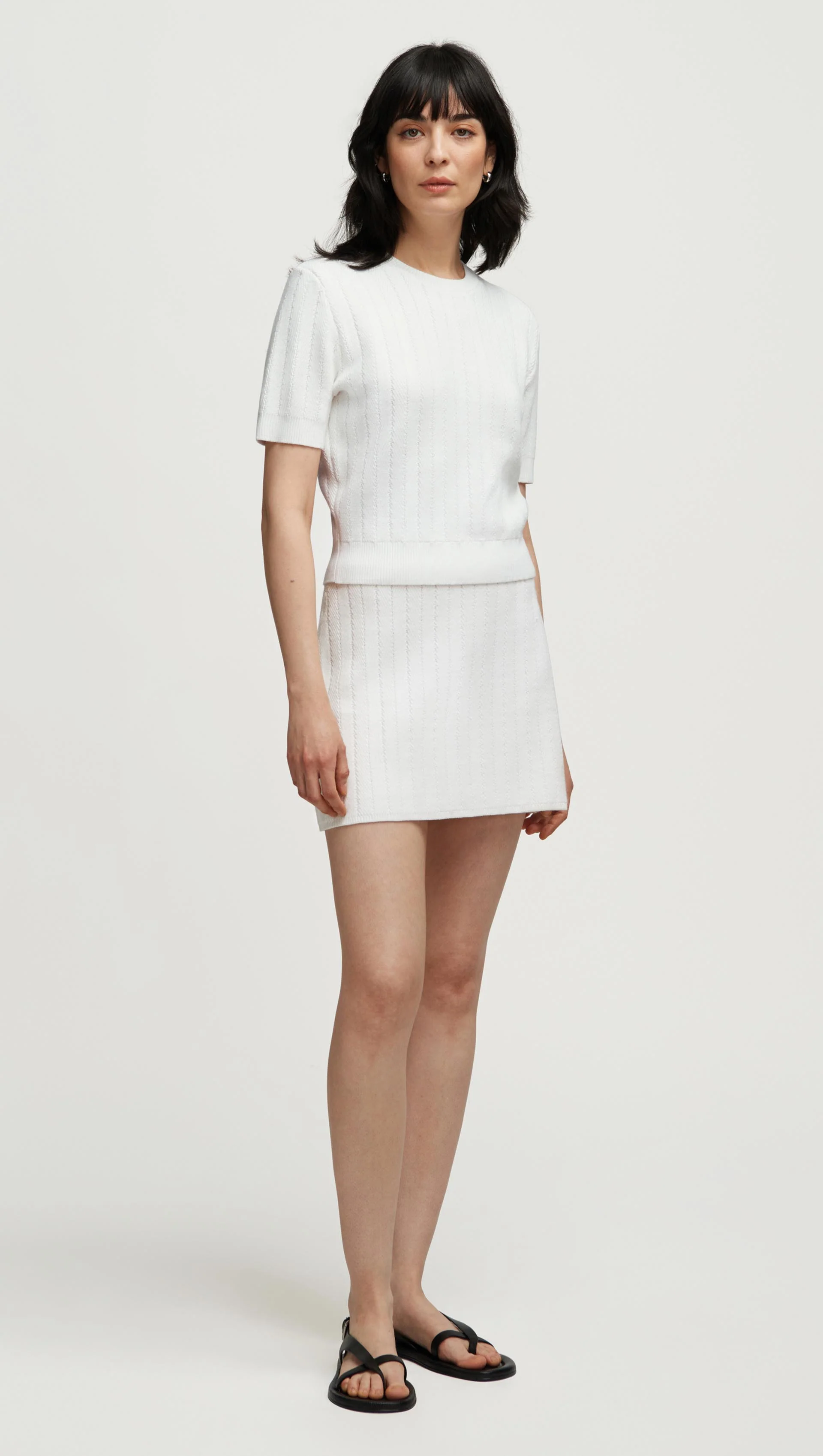 Herringbone Top in Viscose Polyester | White - Image 3