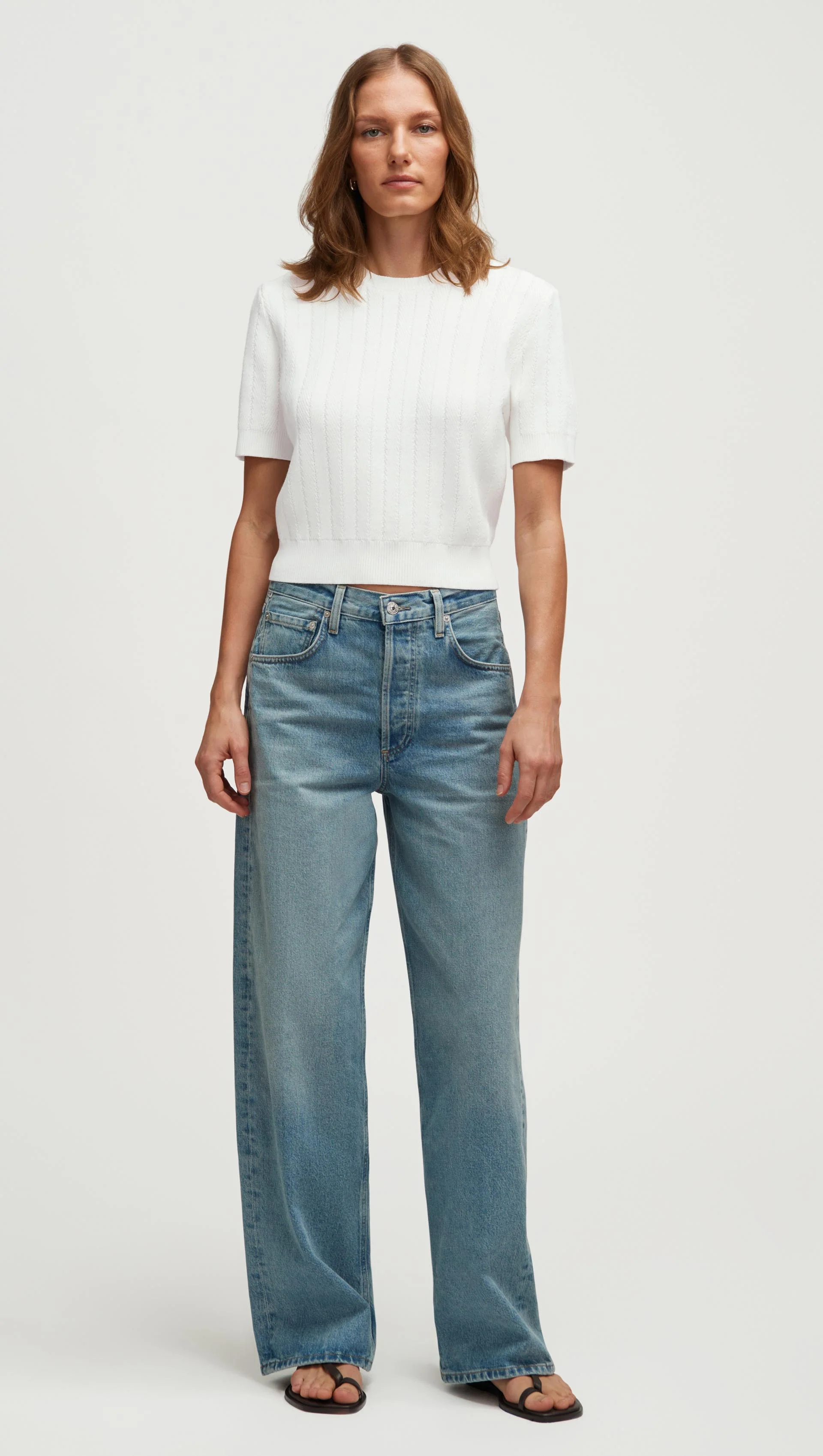 Herringbone Top in Viscose Polyester | White - Image 6