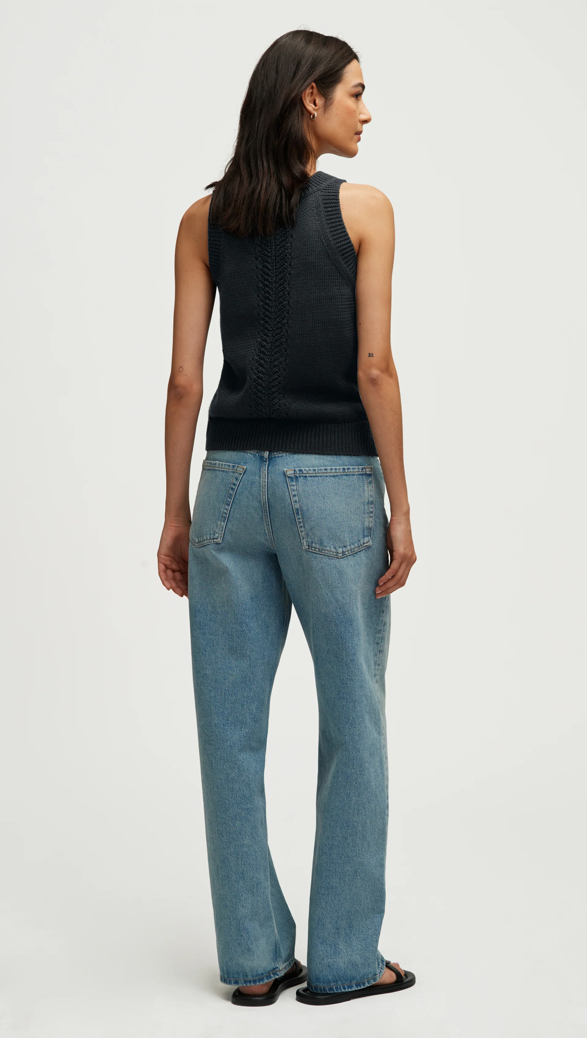 High-Neck Tank in Linen | Black - Image 4