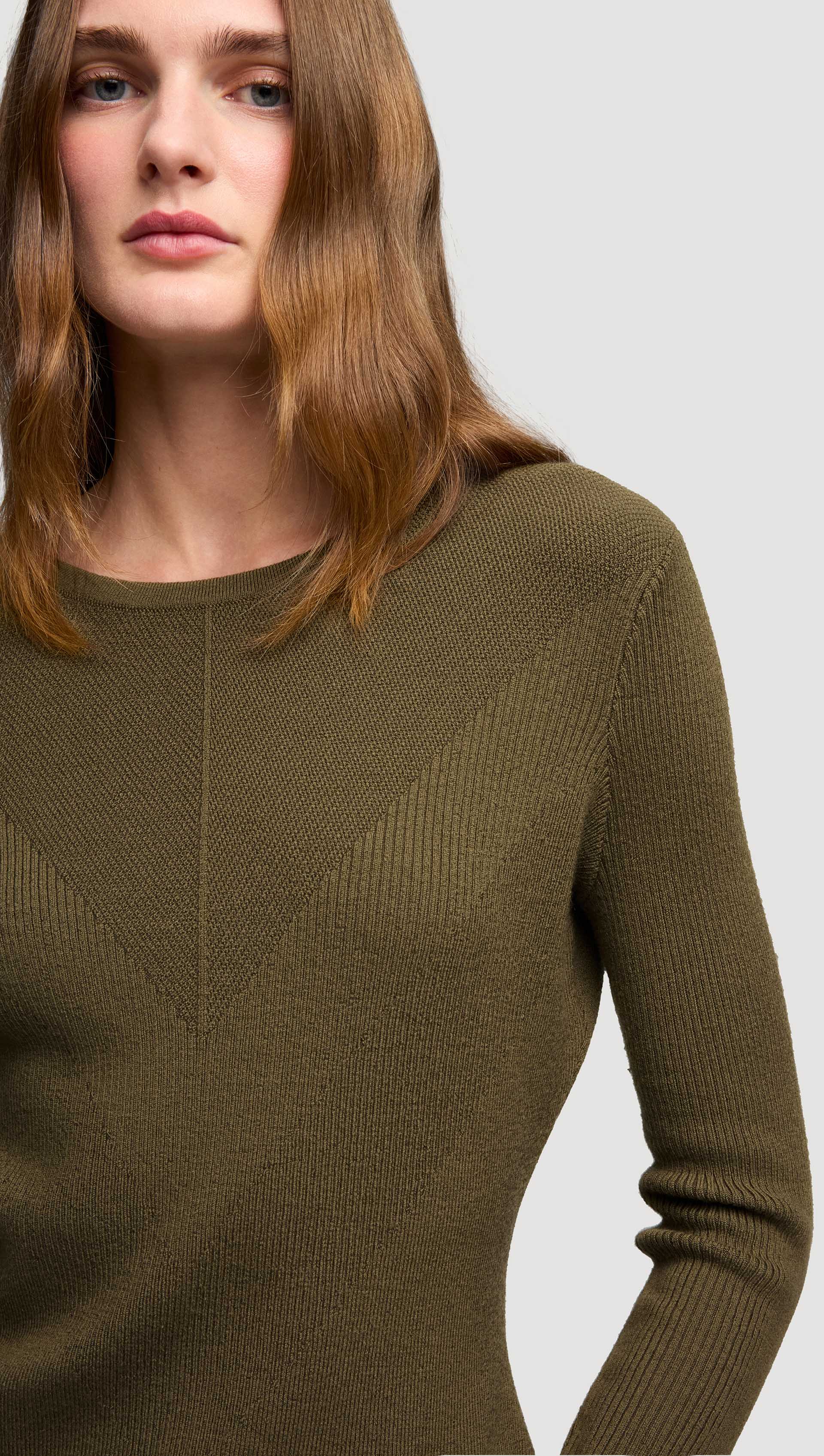 Knit Longsleeve Crew in Stretch Tencel | Ochre - Image 5