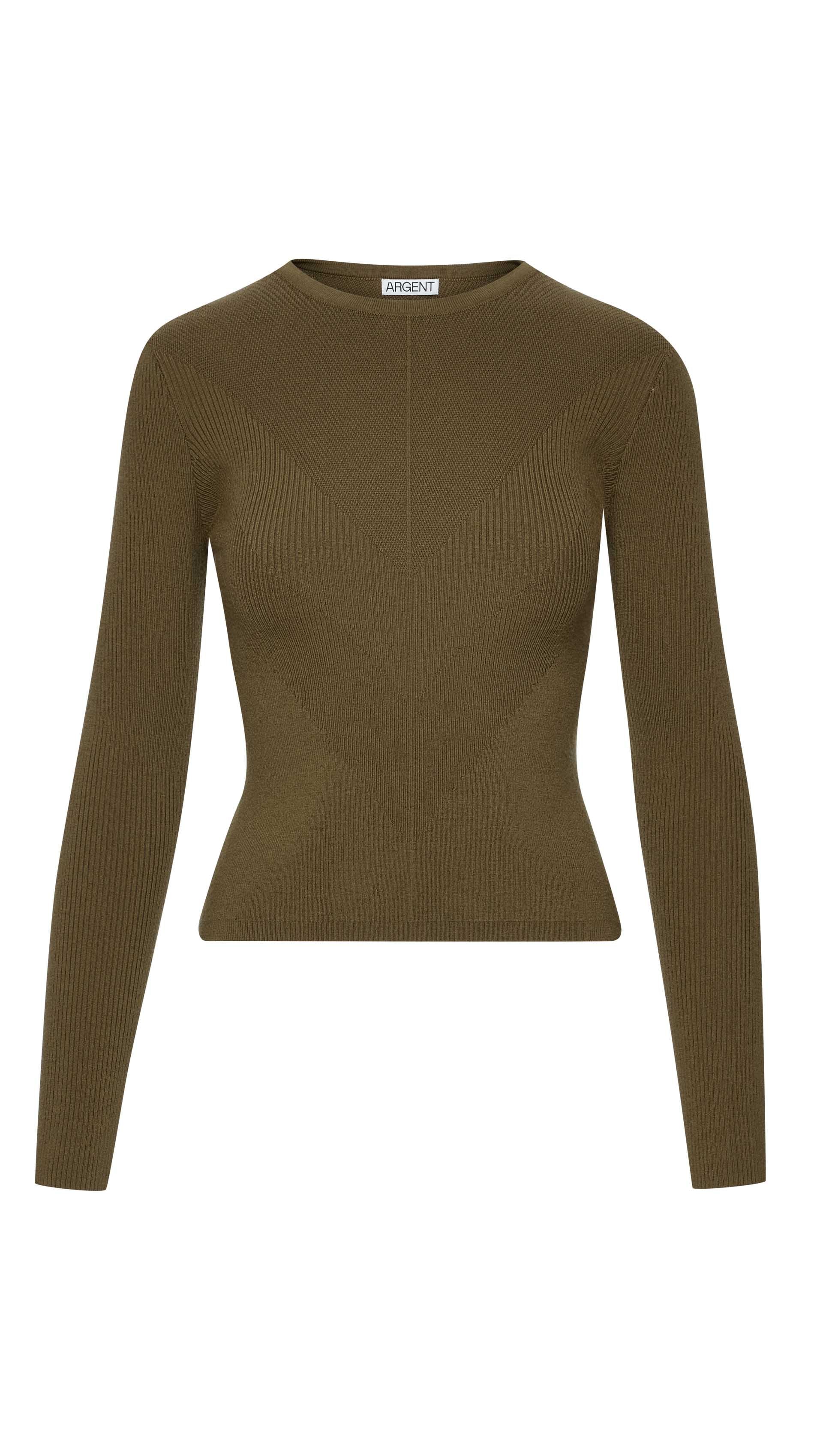 Knit Longsleeve Crew in Stretch Tencel | Ochre - Image 6