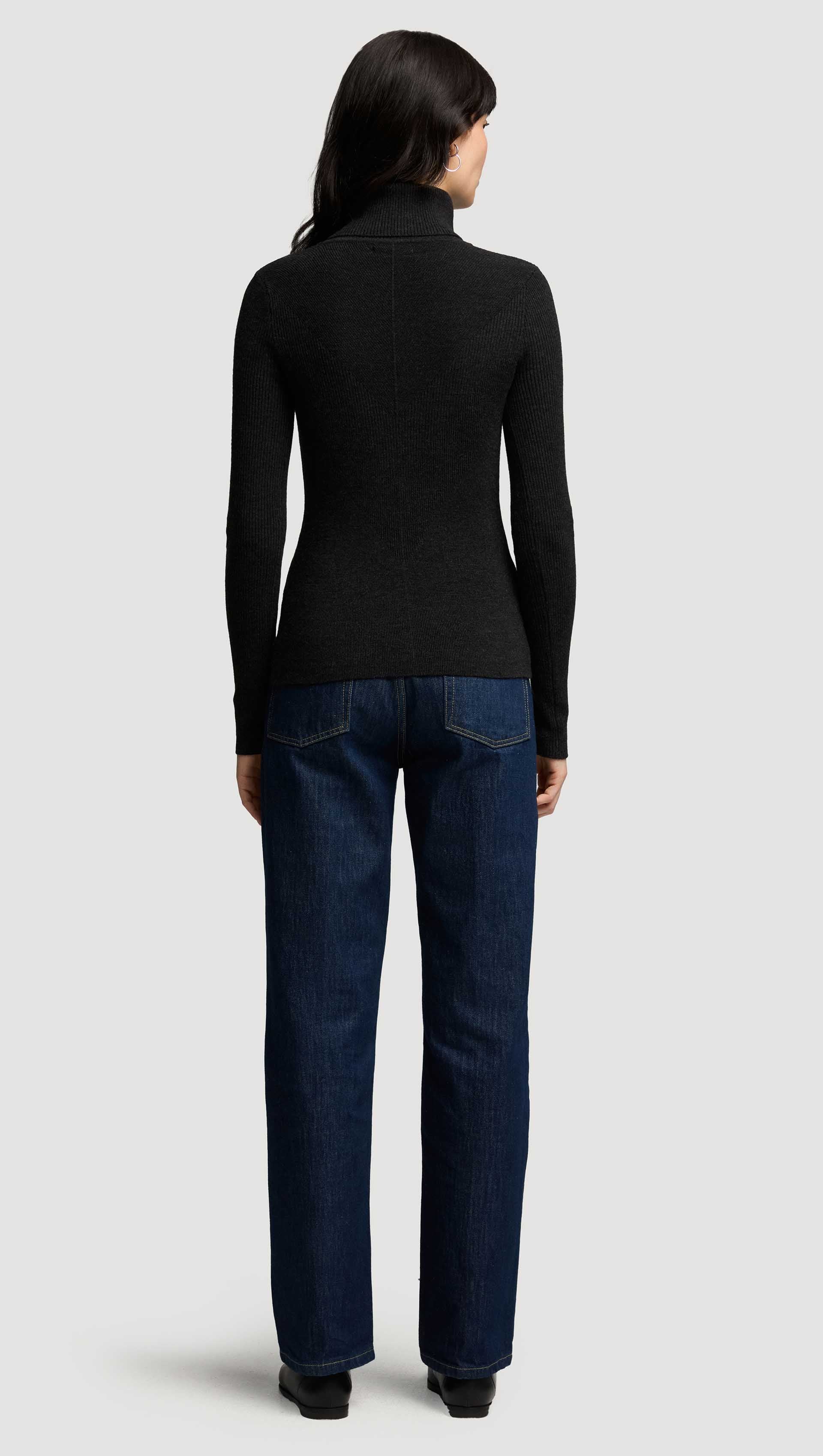 Knit Longsleeve Turtleneck in Stretch Wool | Grey - Image 5