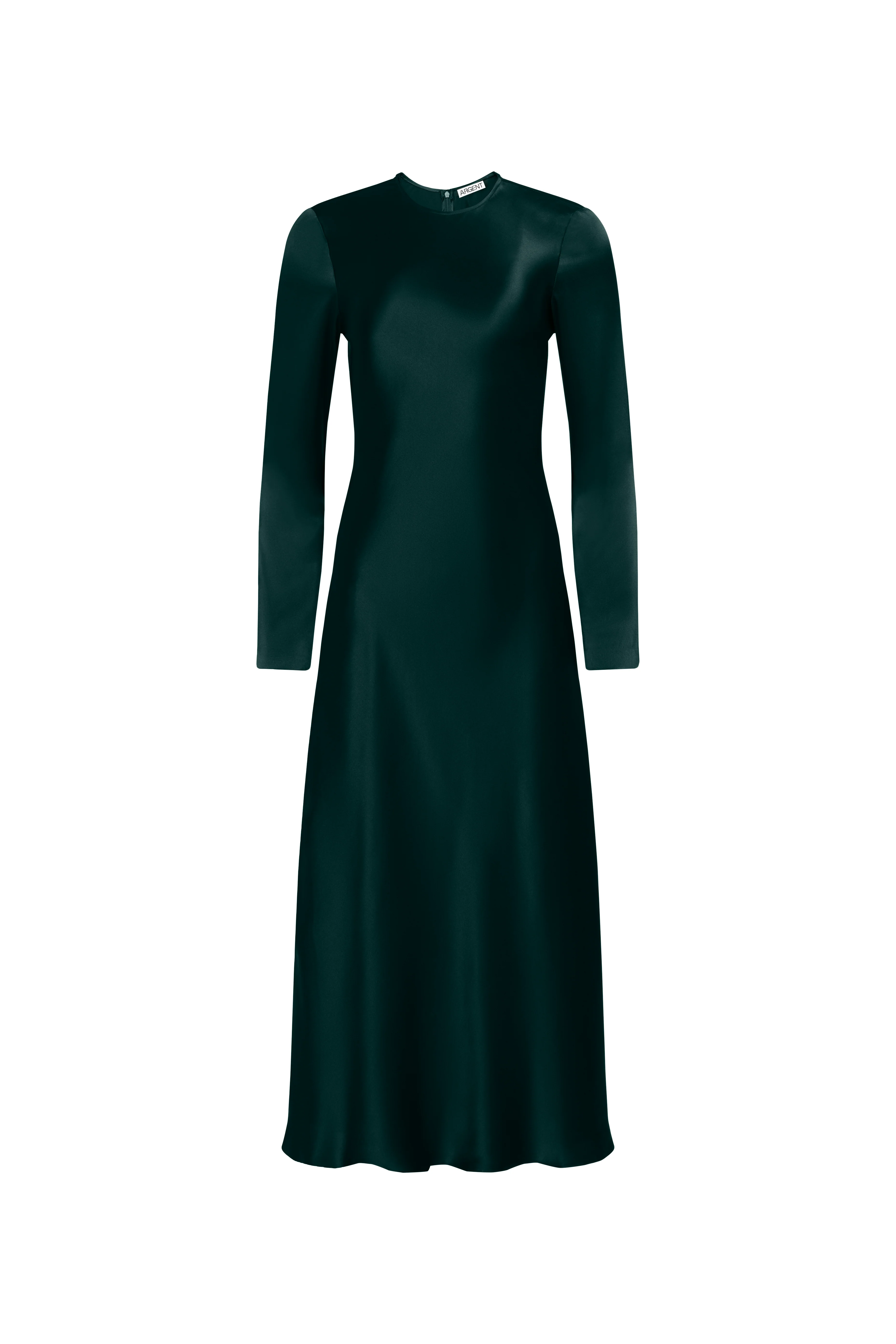 Longsleeve Bias Dress in Silk Charmeuse | Deep Forest - Image 8