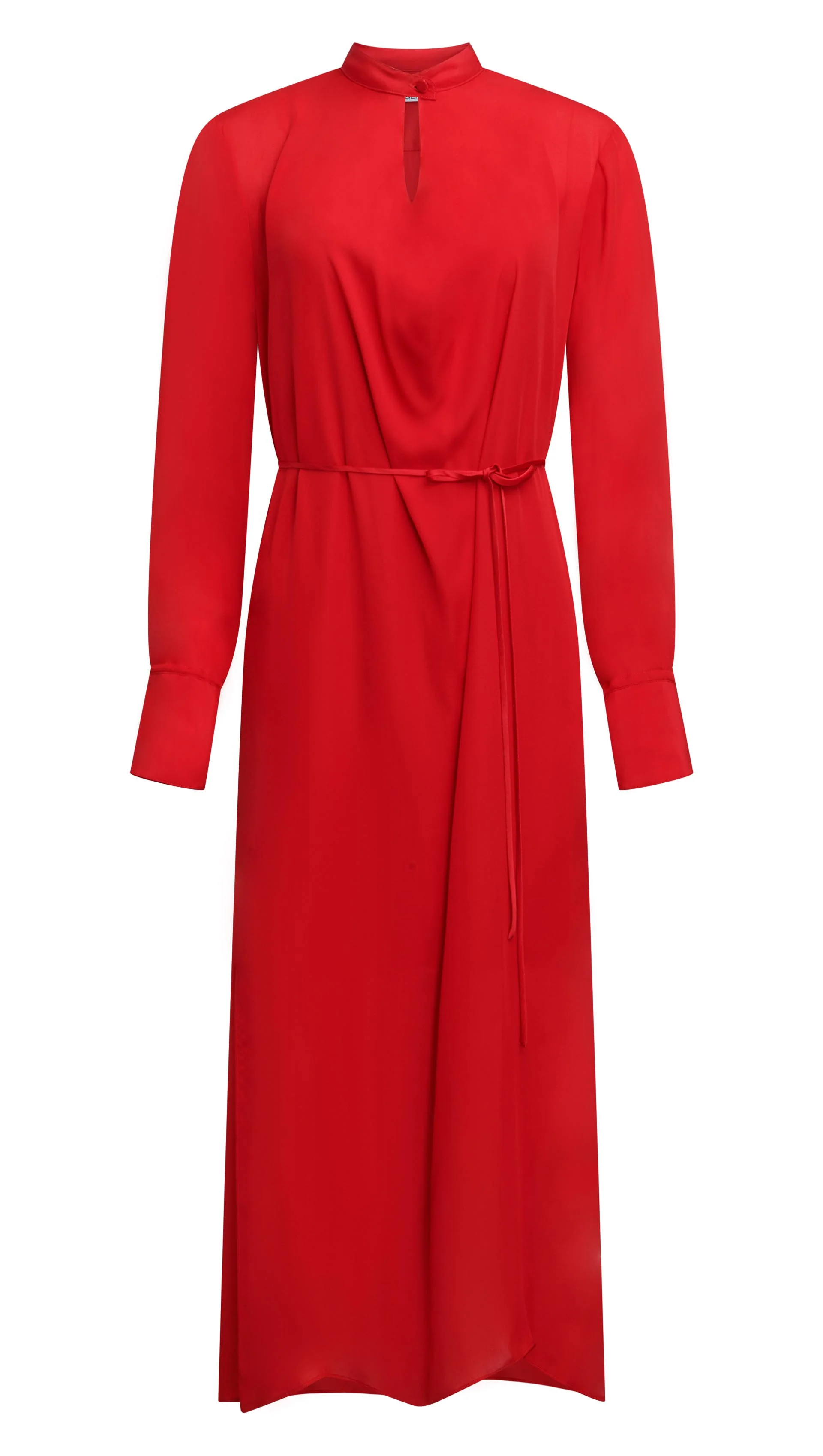 Longsleeve Cowl Neck Dress in Silk | Tomato - Image 6