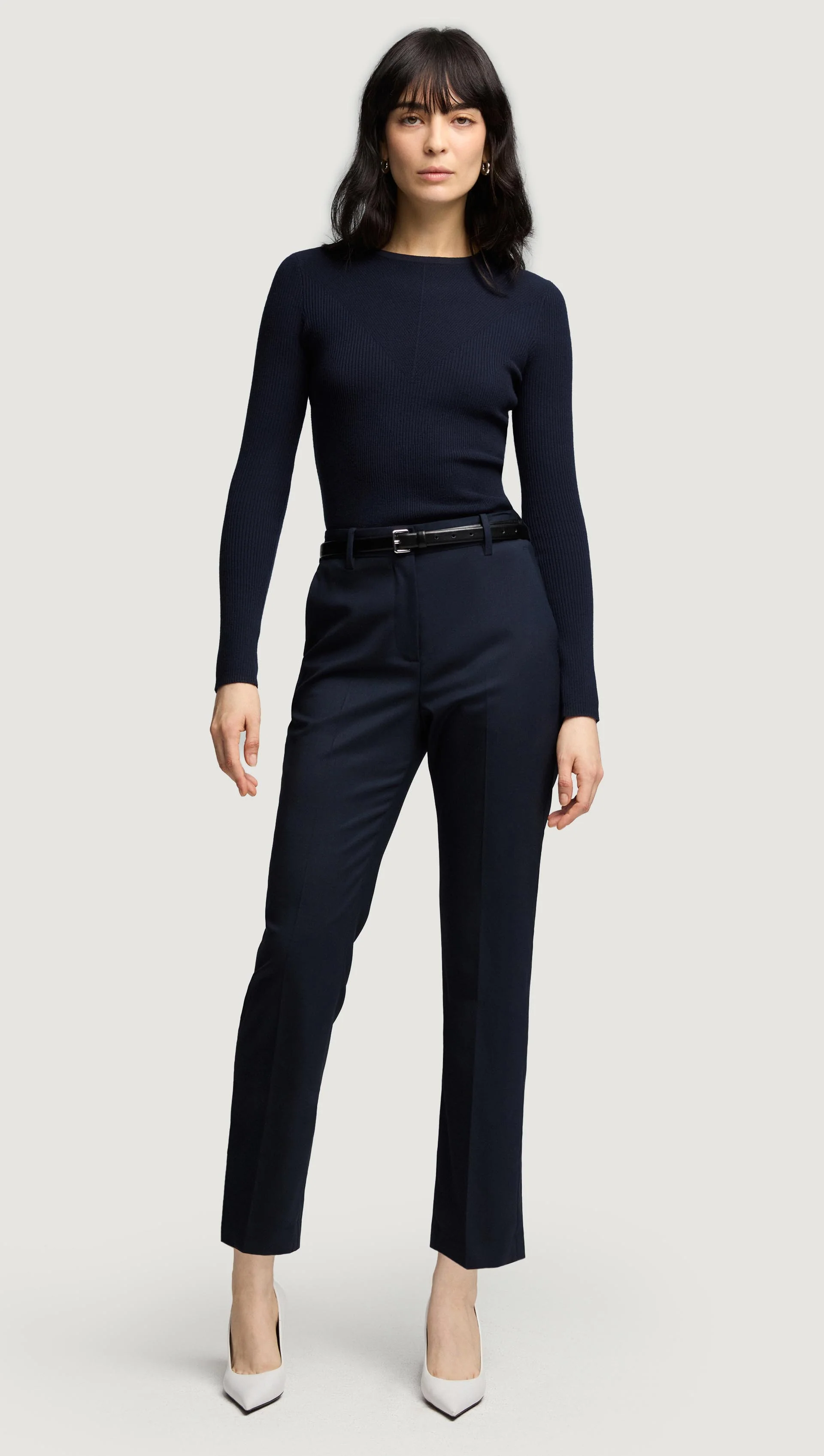 Knit Longsleeve Crew in Stretch Tencel | Midnight - Image 3