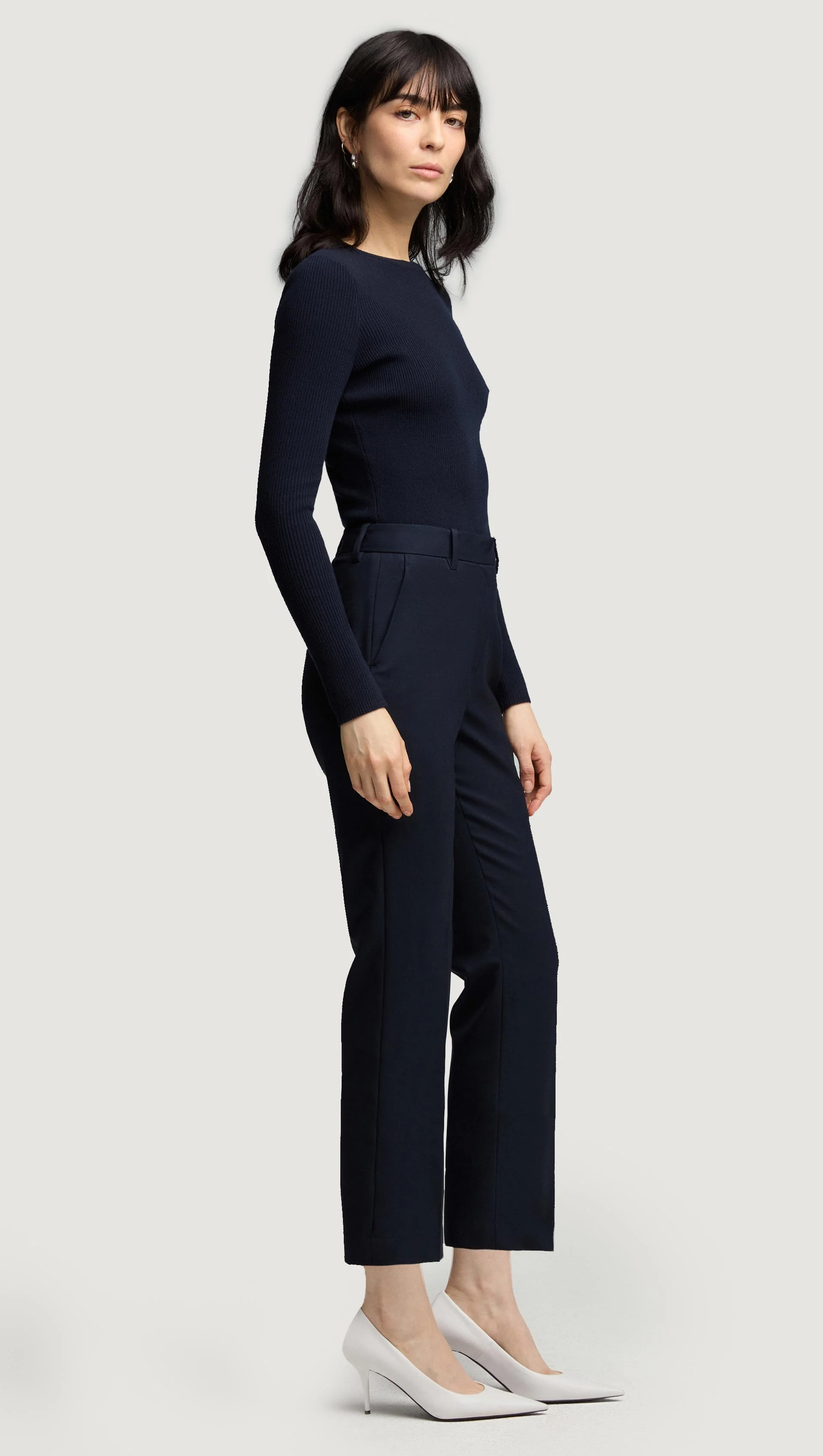 Knit Longsleeve Crew in Stretch Tencel | Midnight - Image 4