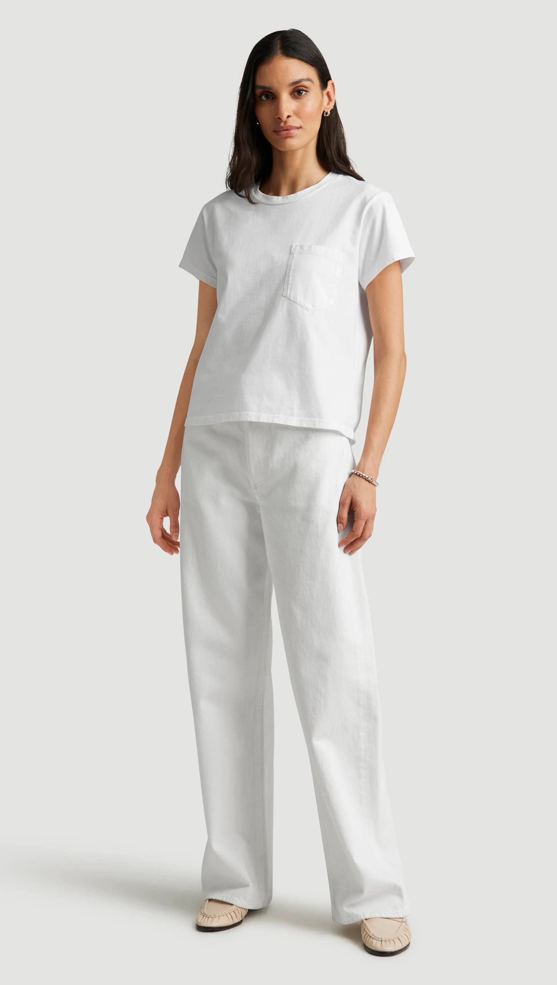 Maybelle Pocket Tee in Cotton | White - Image 3