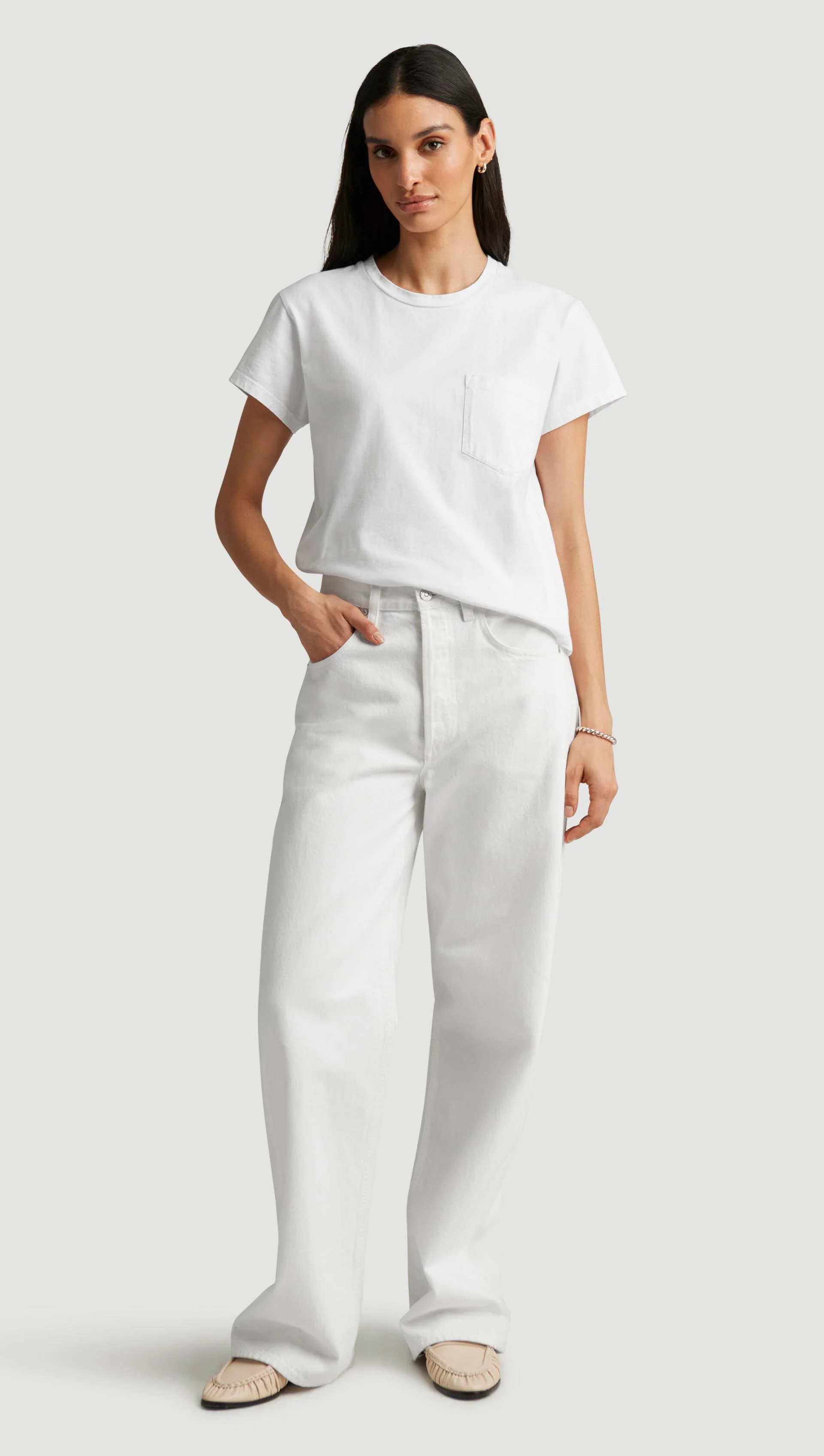 Maybelle Pocket Tee in Cotton | White - Image 5