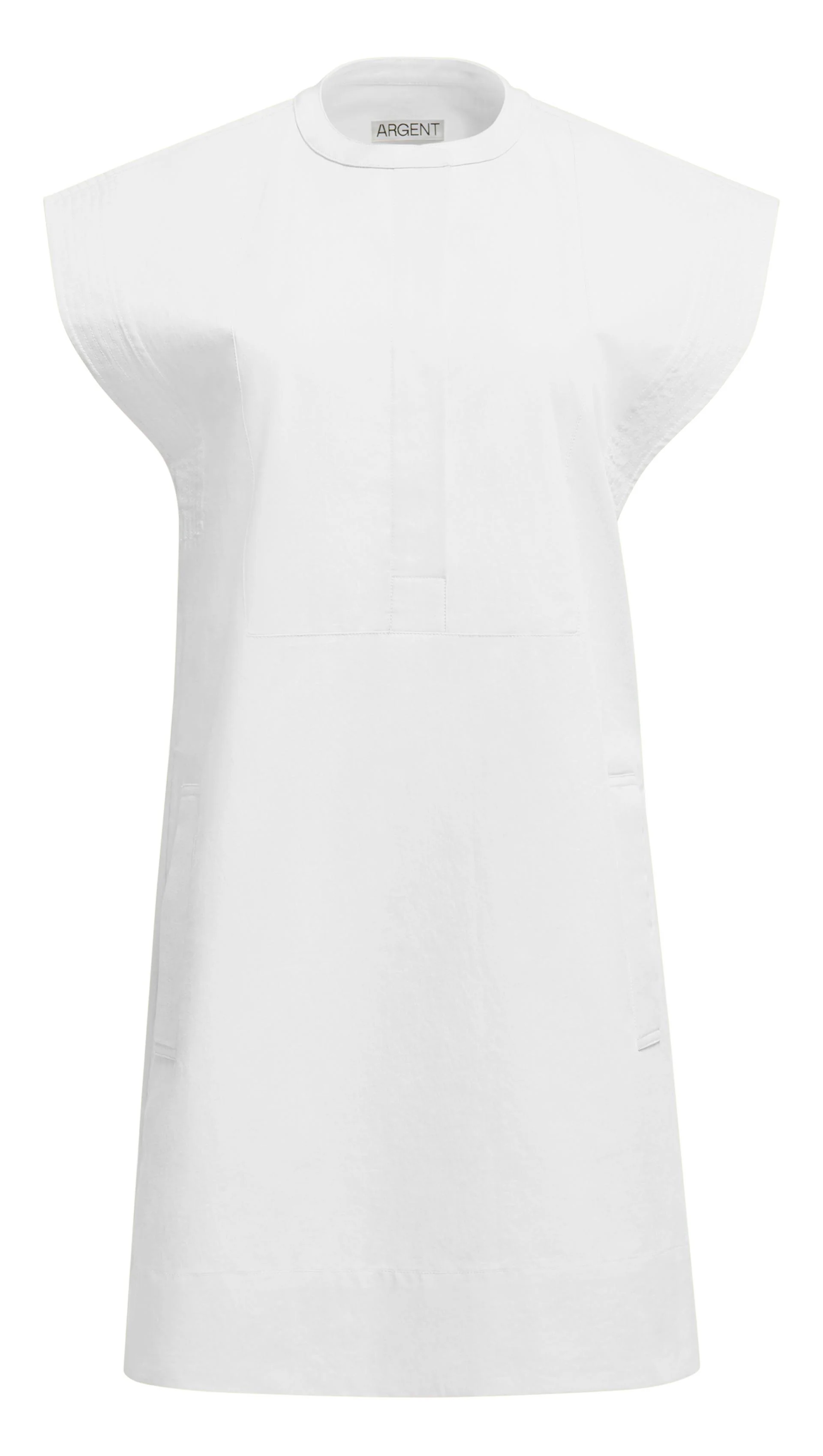Mini Bib Dress in Cotton Sateen | White - Image 10
