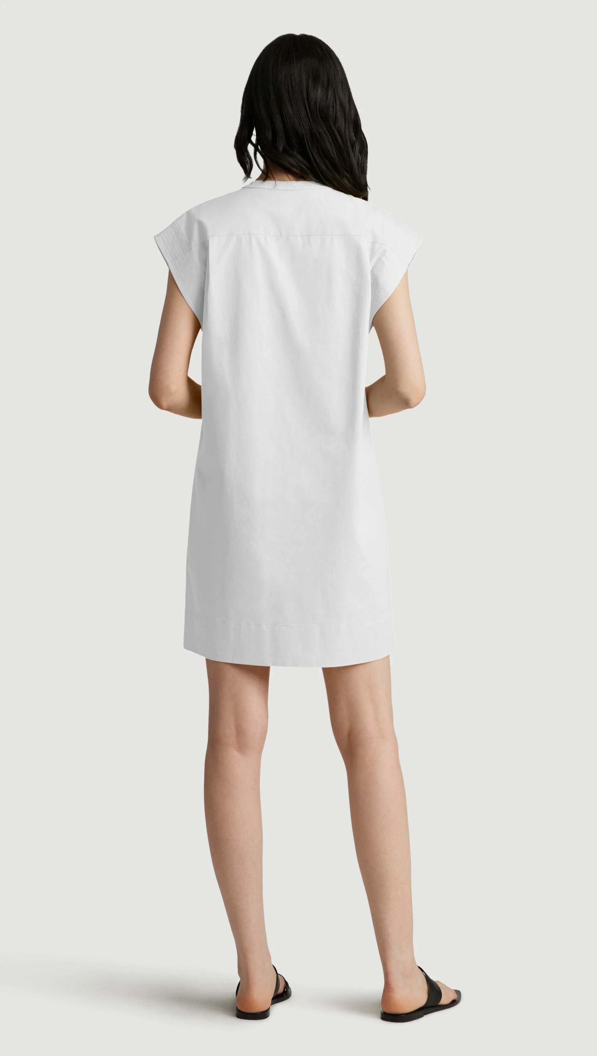 Mini Bib Dress in Cotton Sateen | White - Image 4