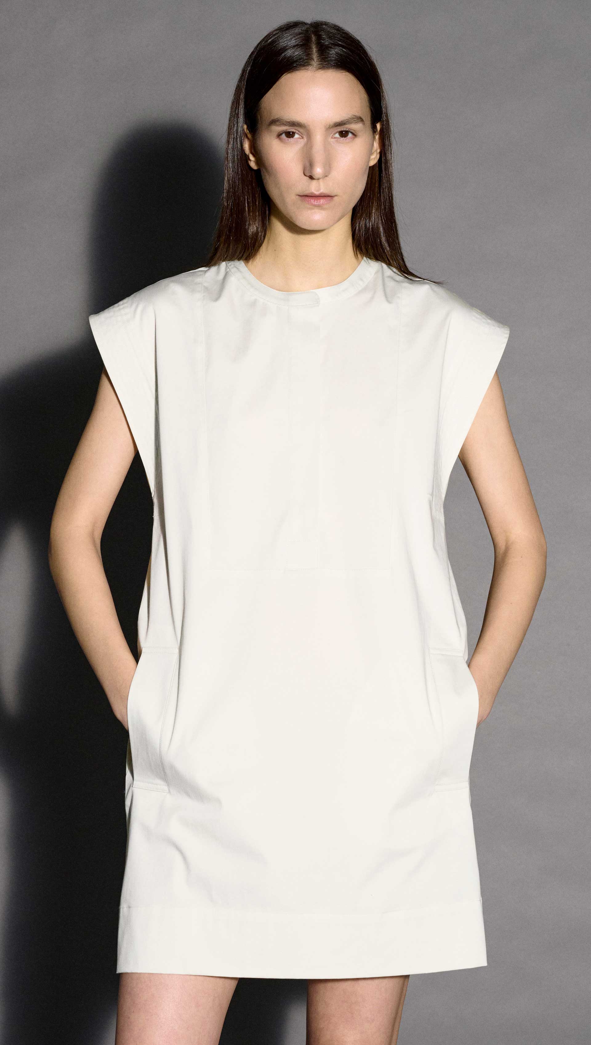 Mini Bib Dress in Cotton Sateen | White - Image 8