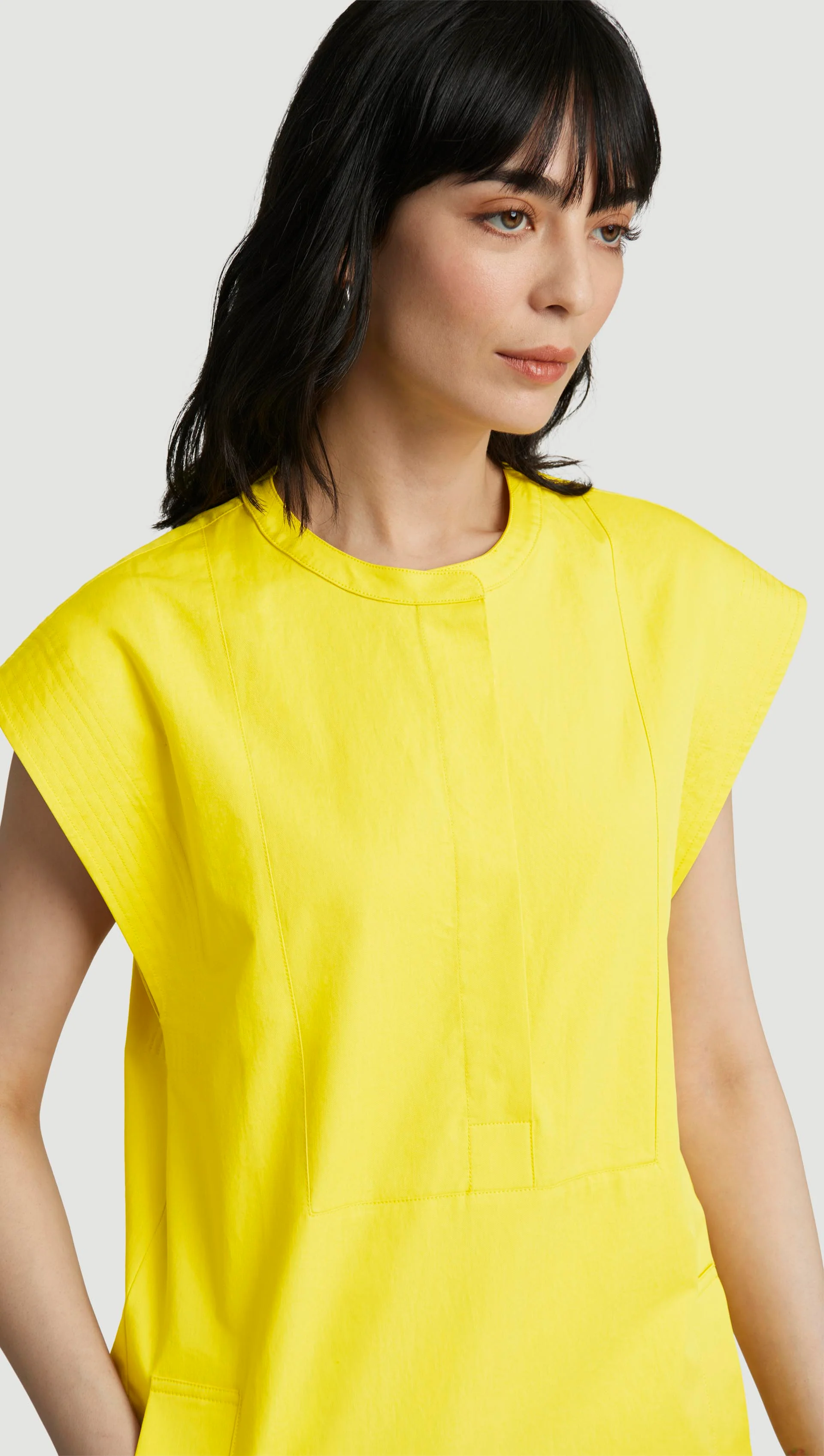 Mini Bib Dress in Cotton Twill | Lemon - Image 5