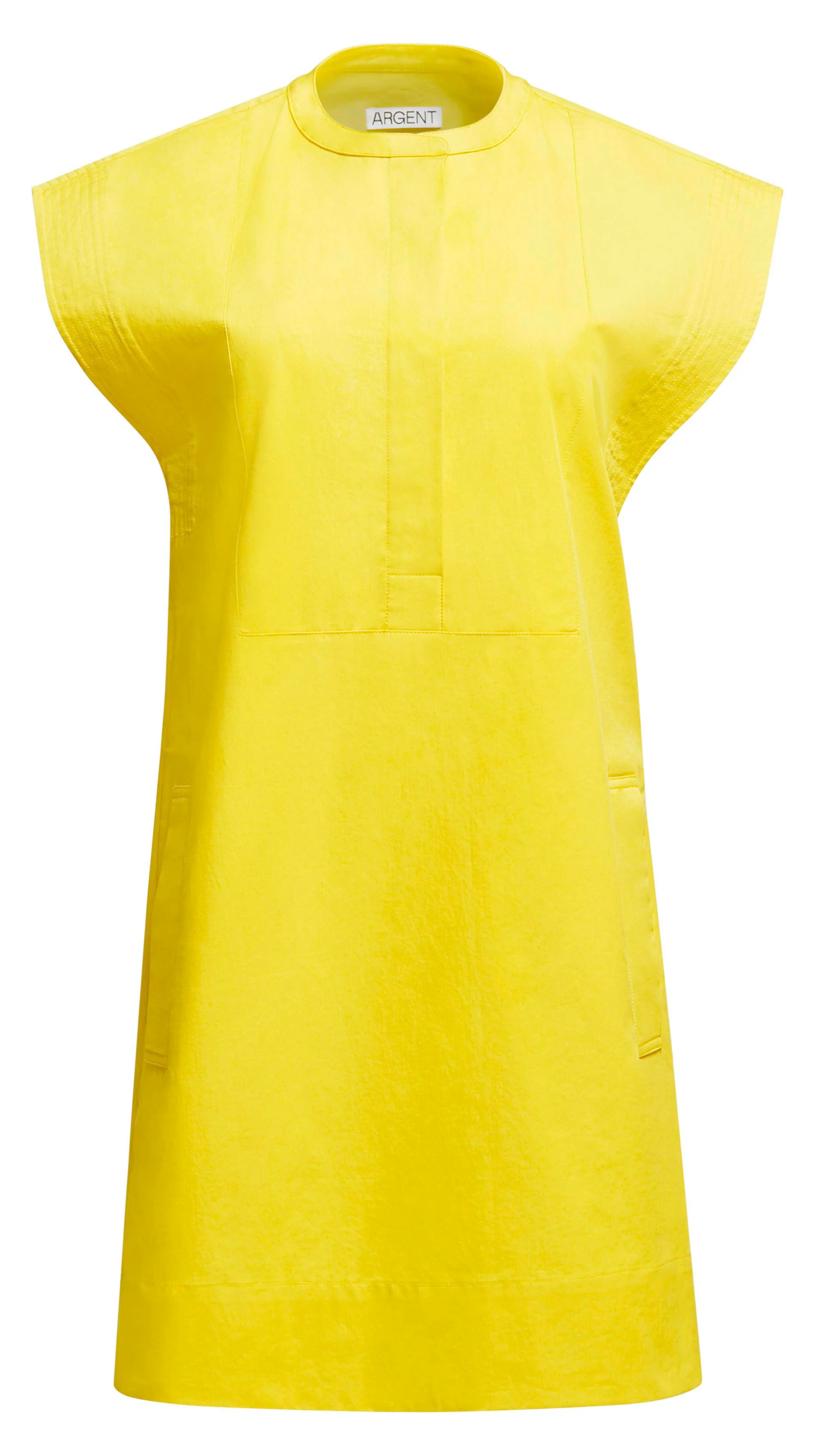 Mini Bib Dress in Cotton Twill | Lemon - Image 6