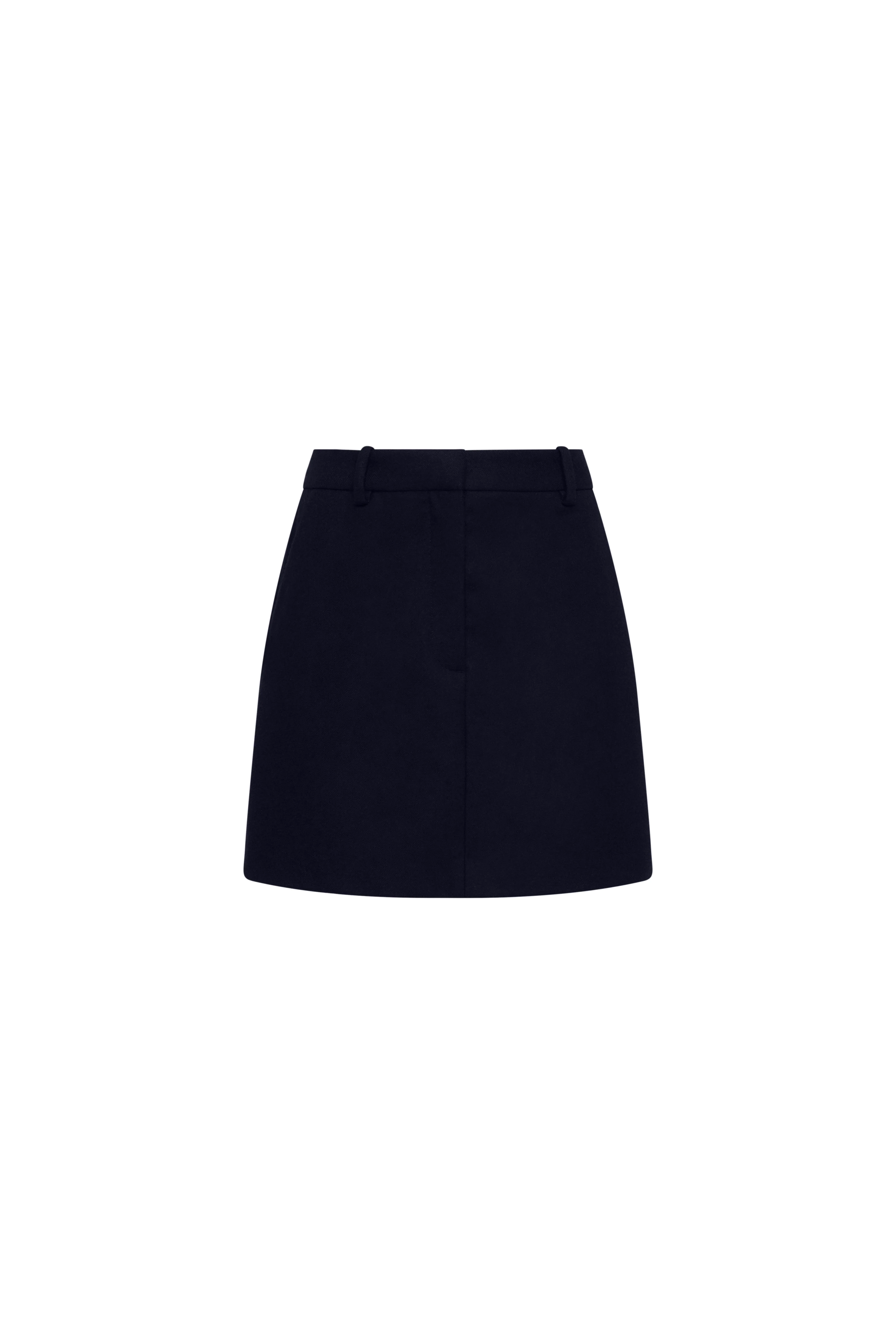 Mini Tailored Skirt in Double-Faced Wool | Navy - Image 9