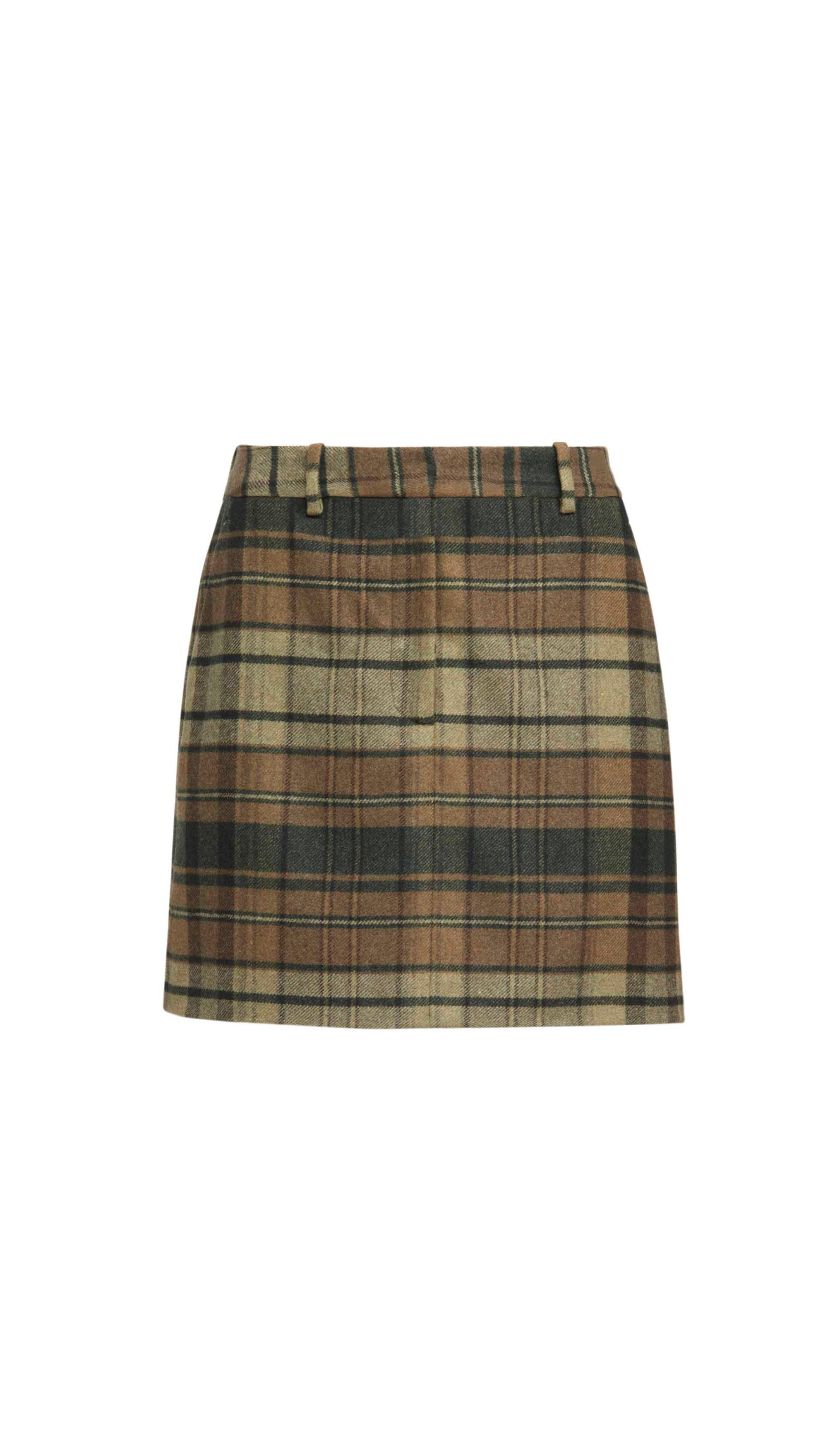 Mini Tailored Skirt in Flannel | Green Plaid - Image 8