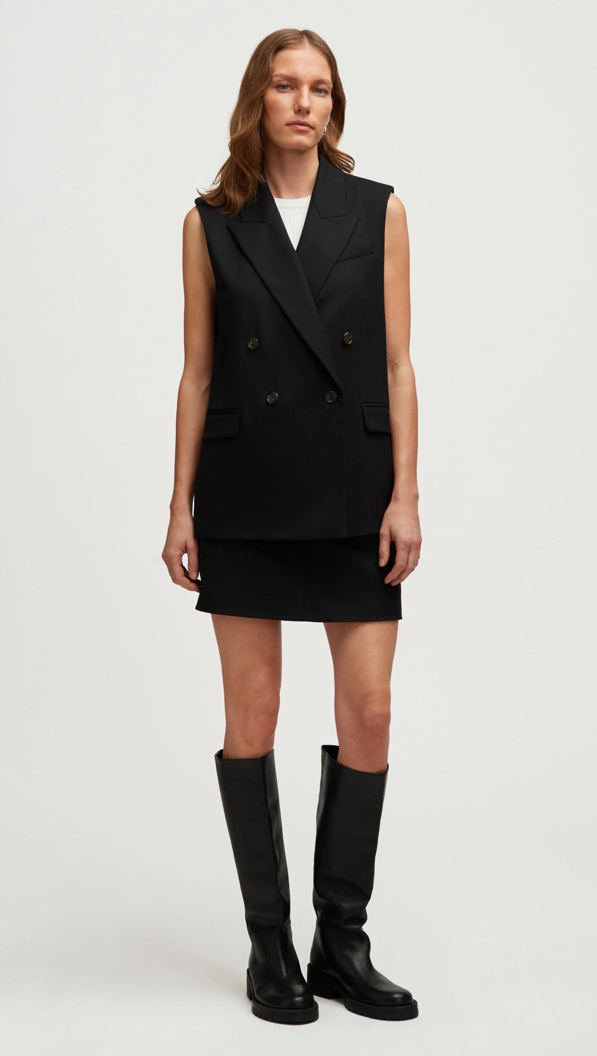 Mini Tailored Skirt in Seasonless Wool | Black - Image 8