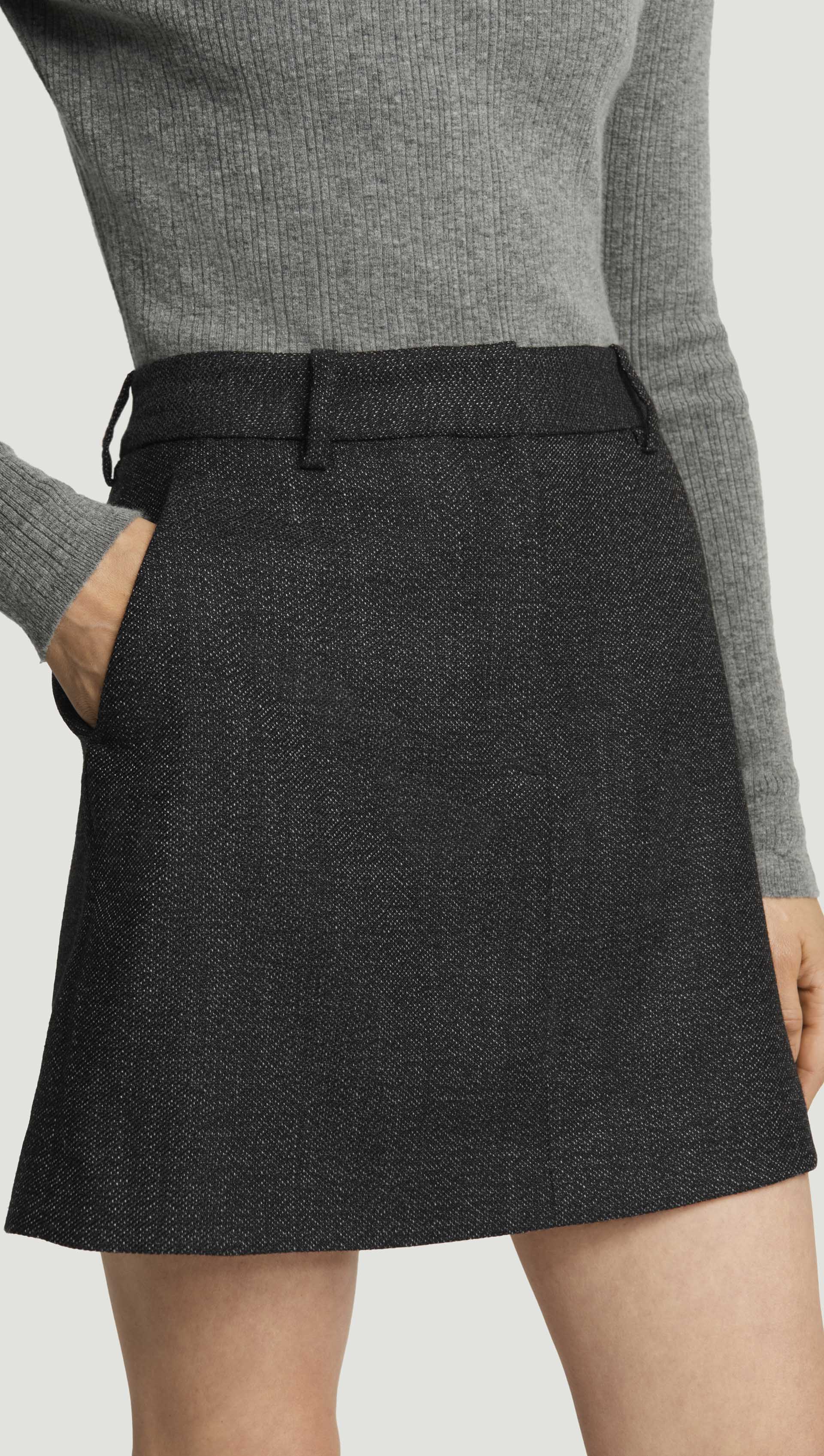 Mini Tailored Skirt in Tweed | Chocolate/Blue - Image 2