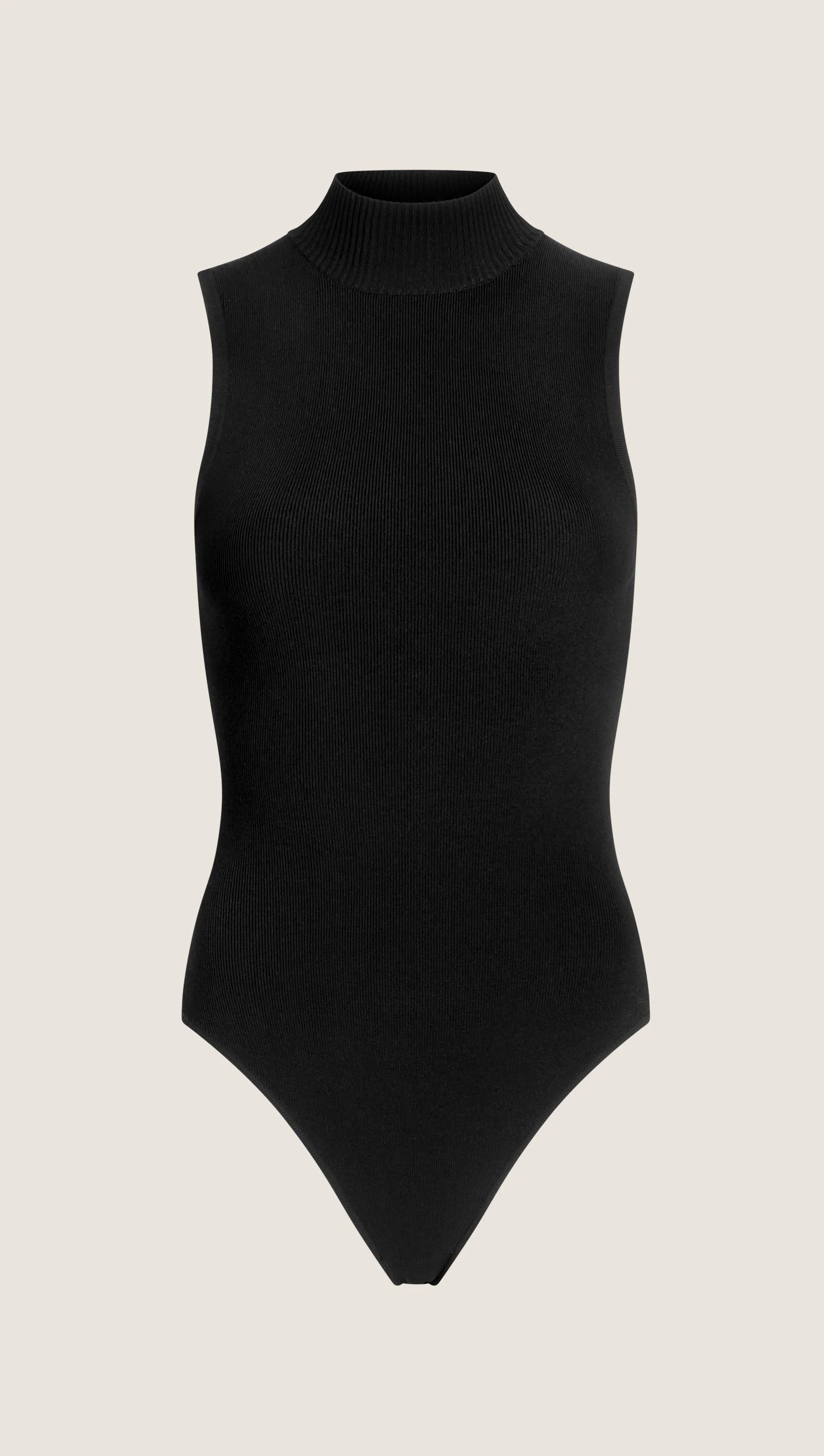 Mock Neck Bodysuit in Viscose | Black - Image 7