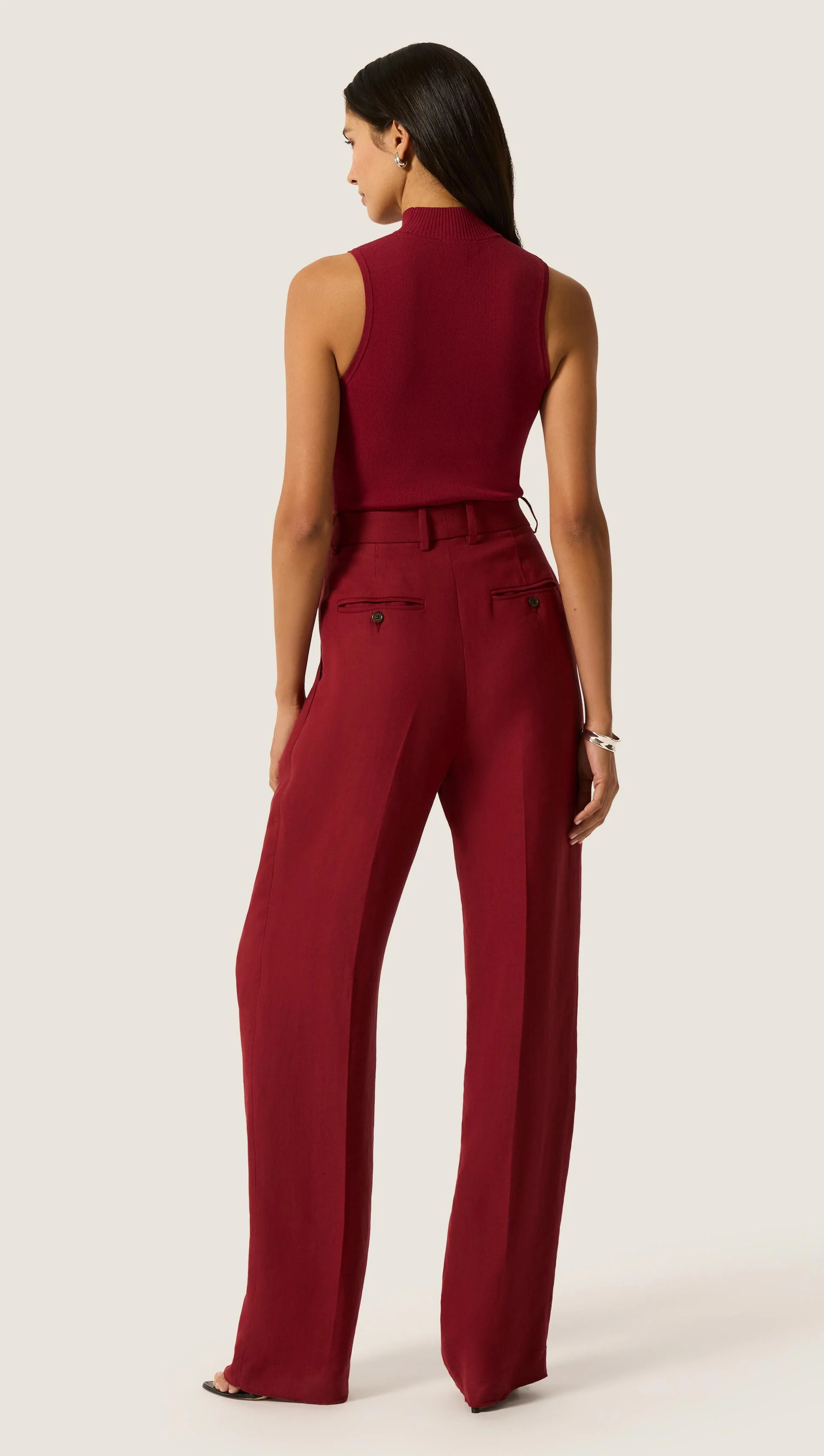 Mock Neck Bodysuit in Viscose | Maroon - Image 5
