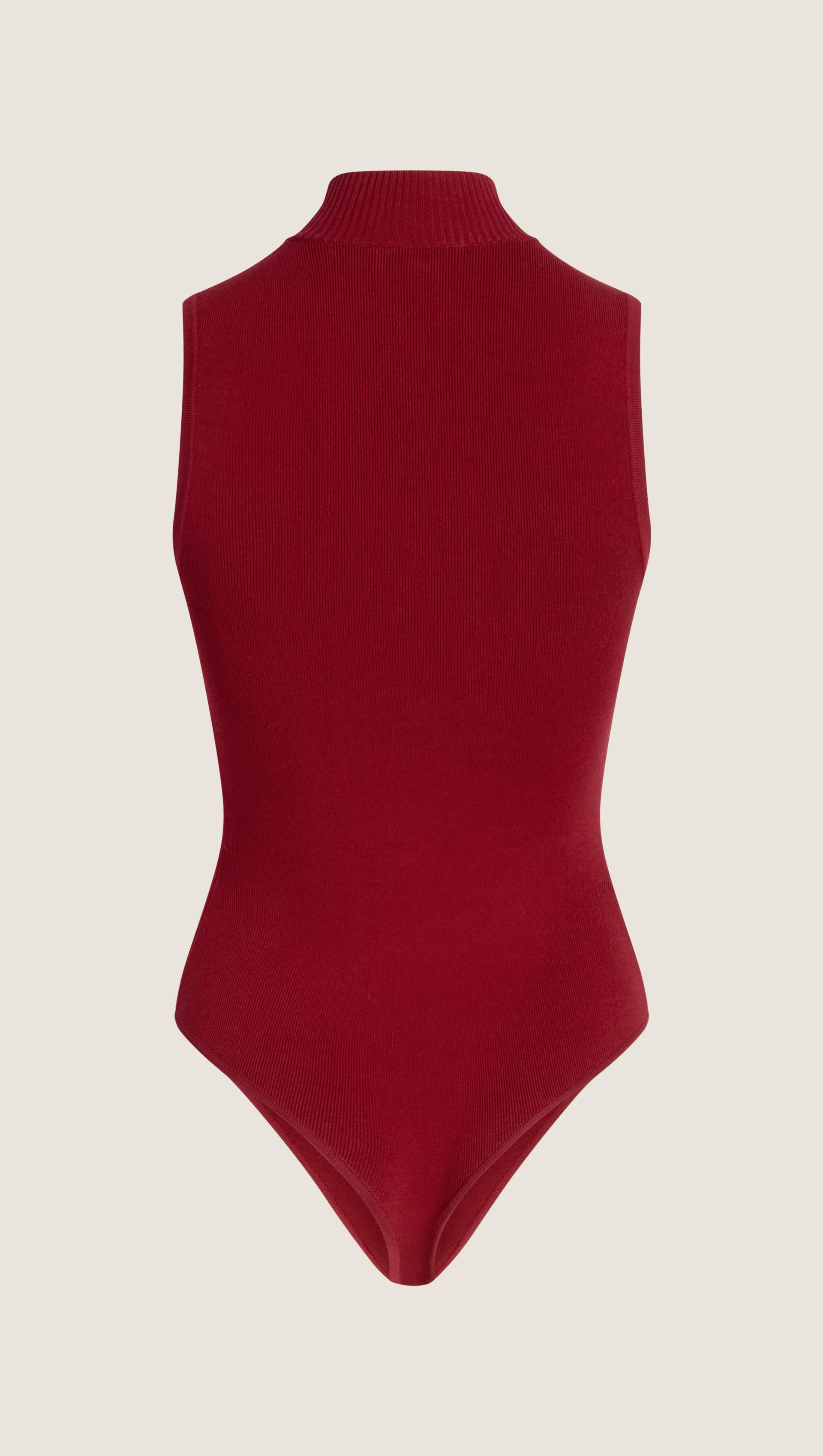 Mock Neck Bodysuit in Viscose | Maroon - Image 7