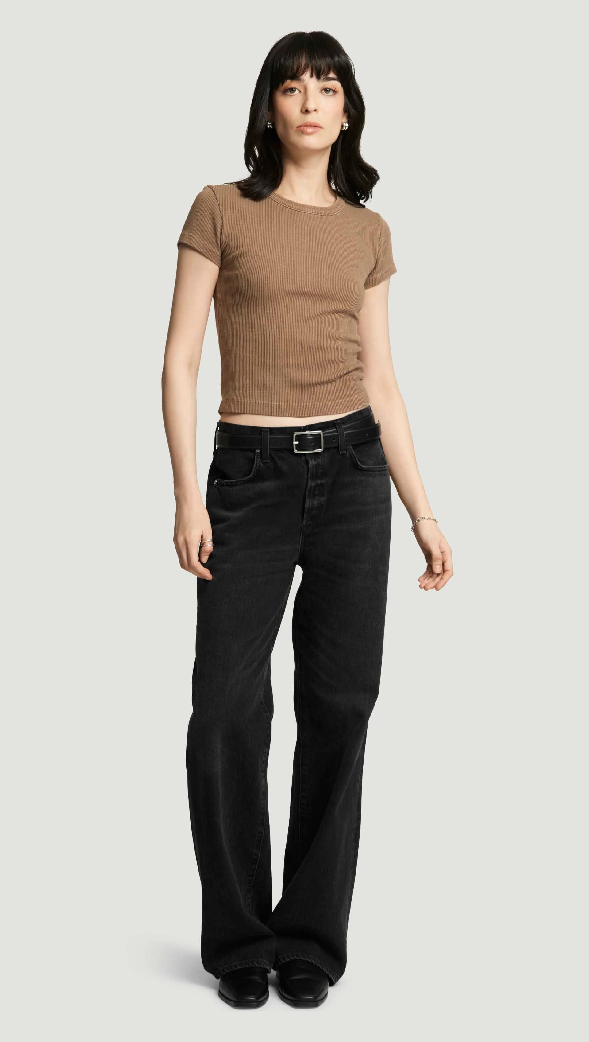 Nello Tee in Rib Knit | Cocoa - Image 3