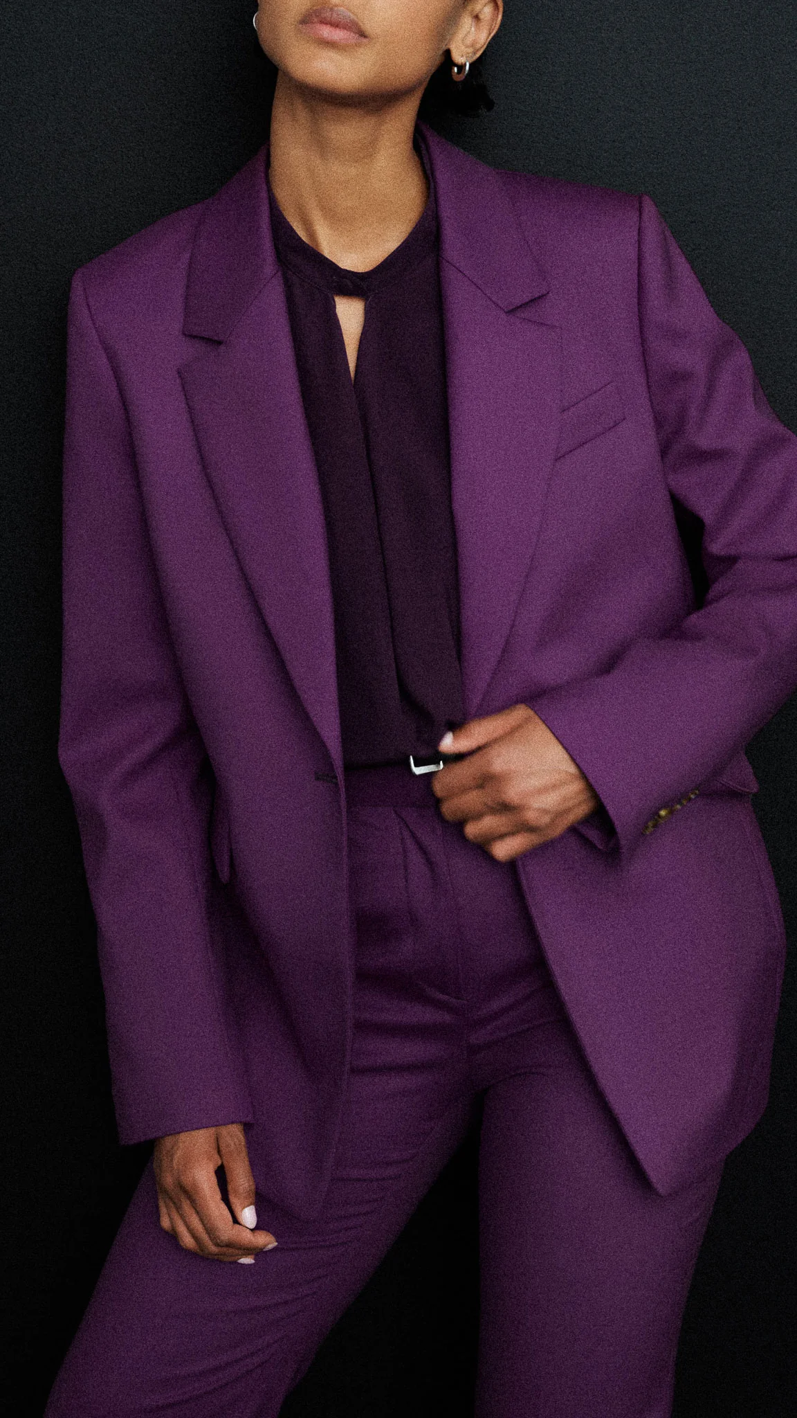 Notch Lapel Blazer in Seasonless Wool | Grape - Image 11